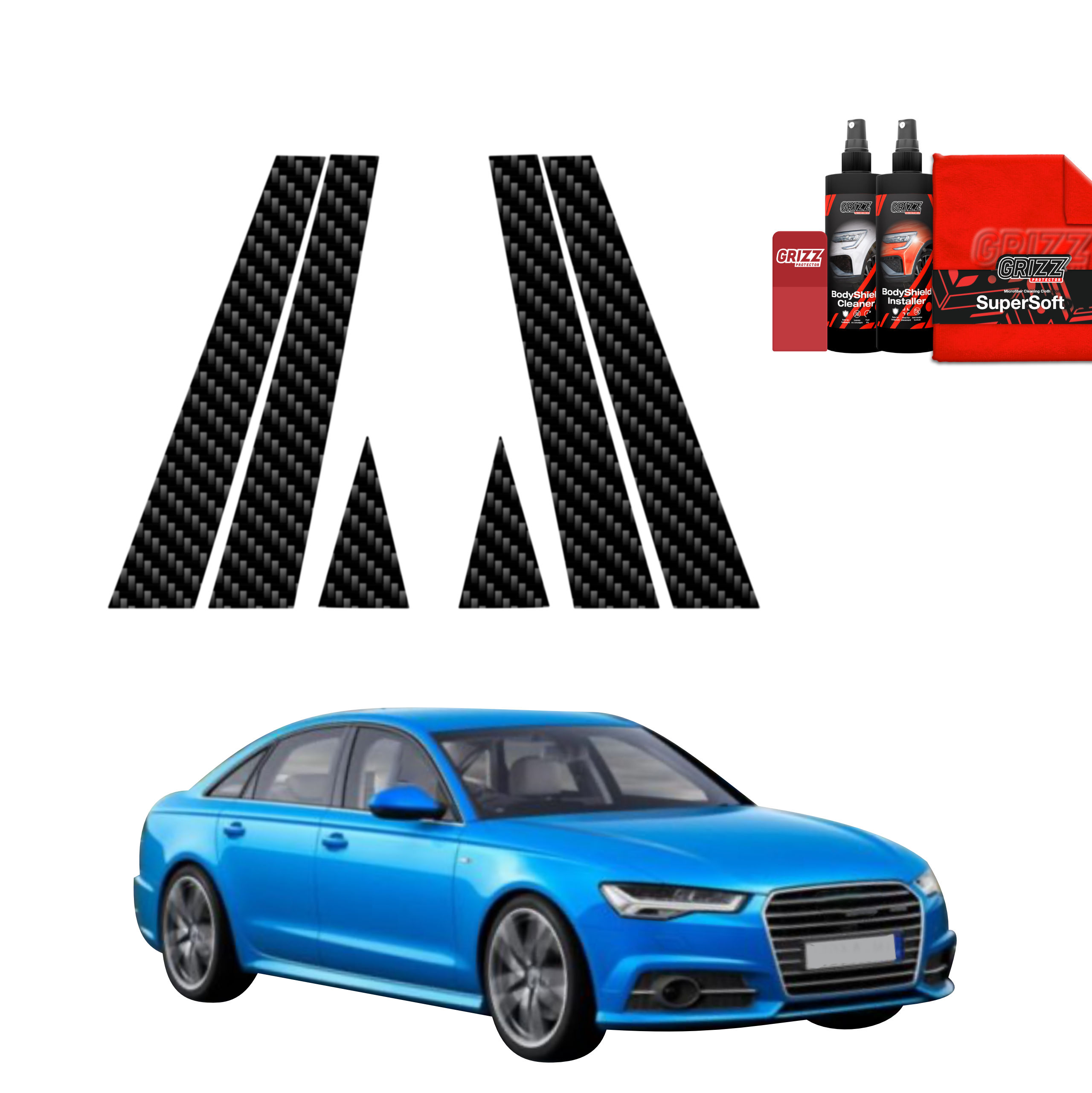 6w1 Folia karbonowa na słupki do Audi A6 C7 Sedan Facelifting (2014-2018)