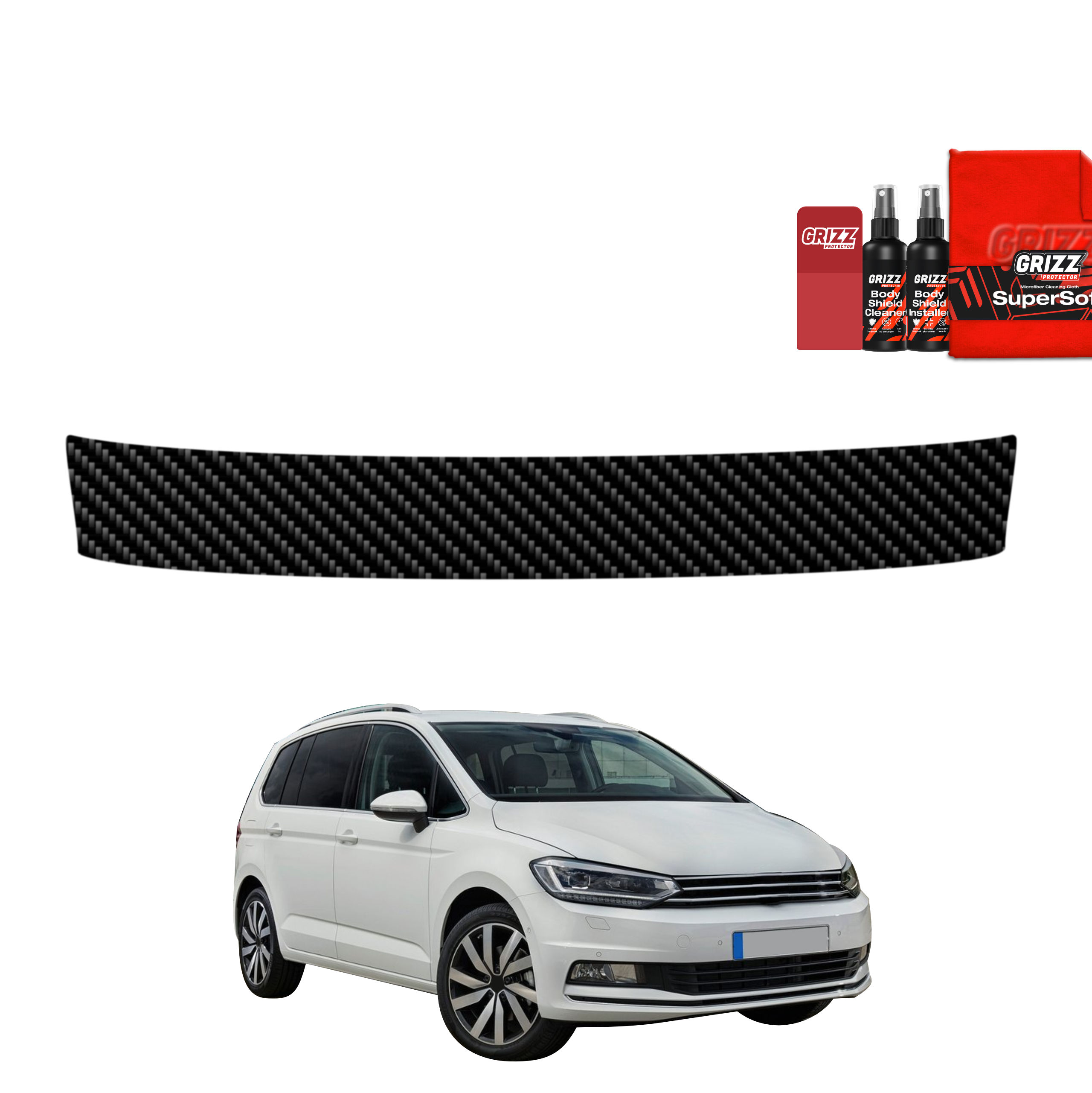 Folia karbonowa na próg bagażnika do Volkswagen Touran II MPV 5D (2016)