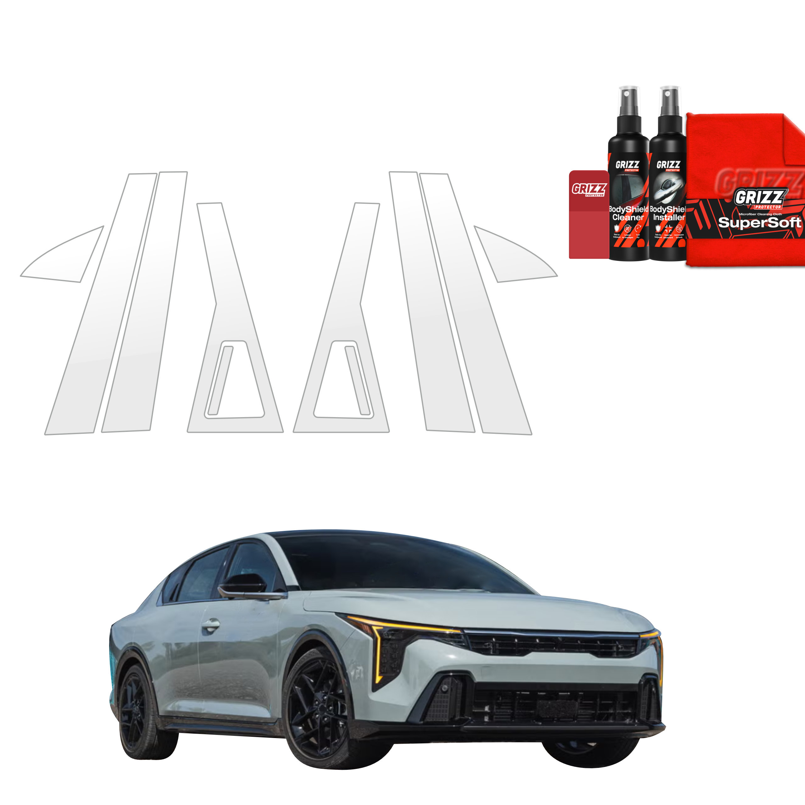 8w1 Folia ochronna na słupki Grizz do Kia K4 (2025-2026)
