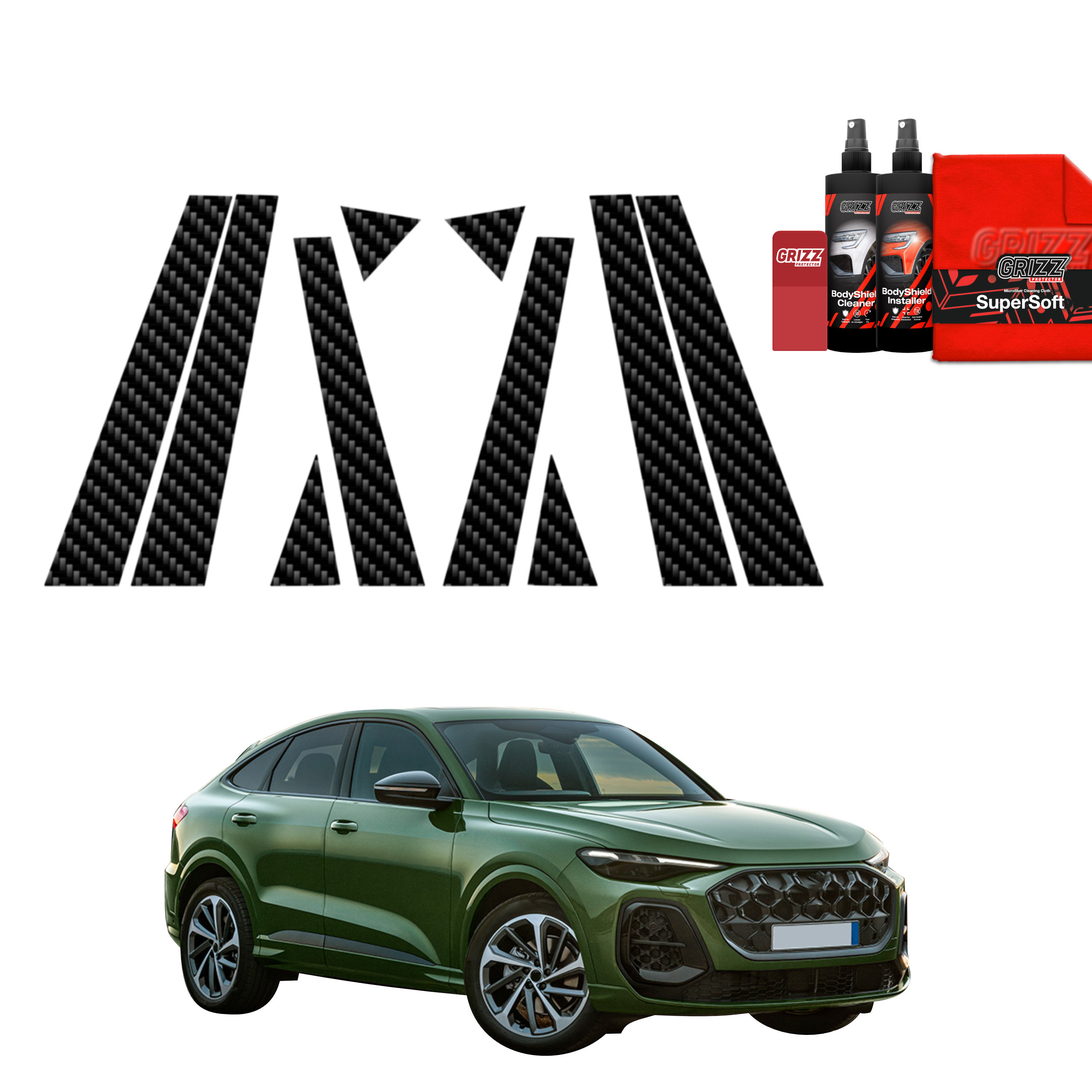 10w1 Folia karbonowa na słupki do Audi Q5 Sportback (2025-2026)