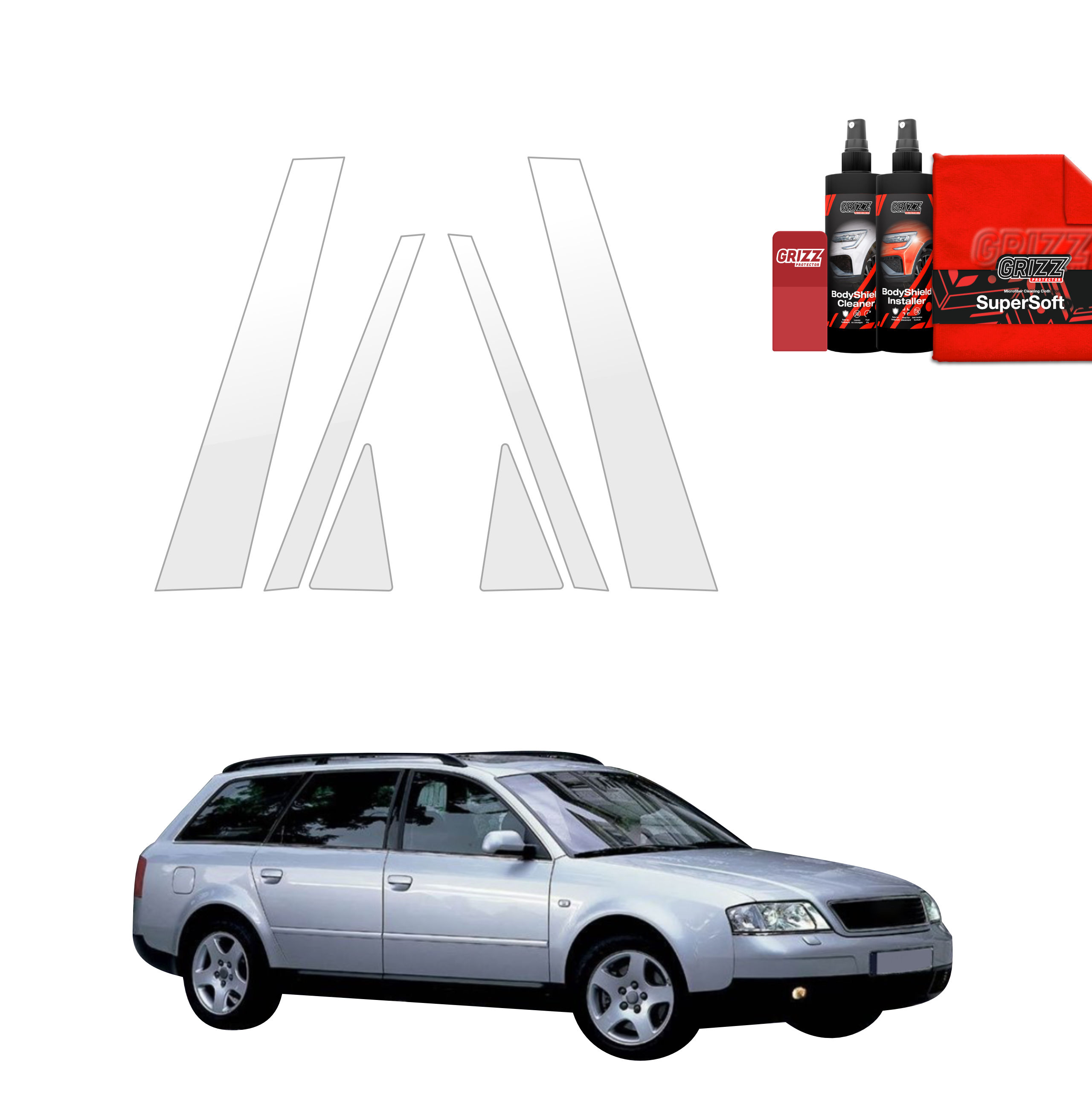 6w1 Folia ochronna na słupki Grizz do Audi A6 C5 Avant (1998-2004)