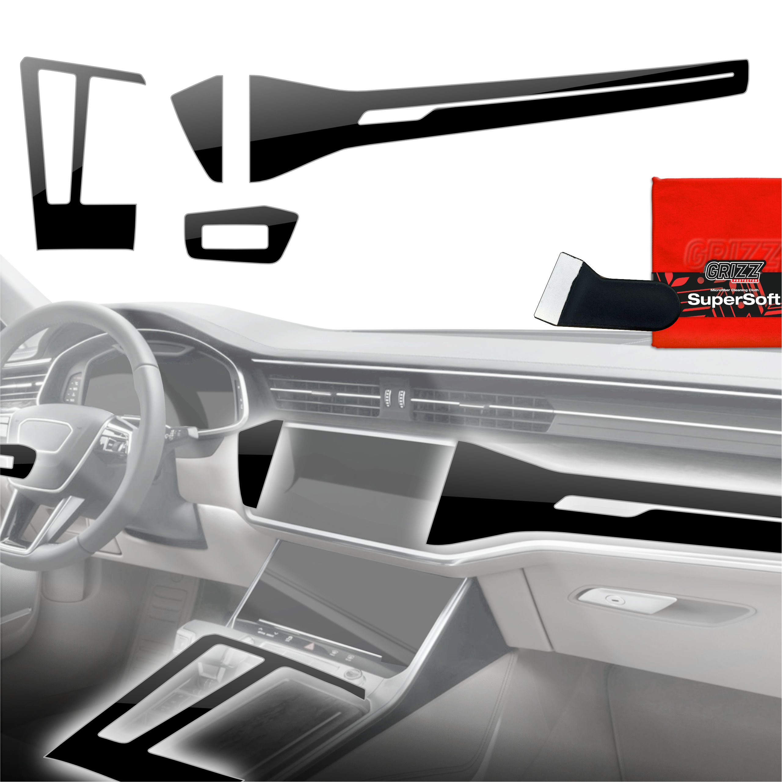 Folia do wnętrza Audi A6 C8 (2018-2024) GRIZZ 4w1 Czarna Połyskująca