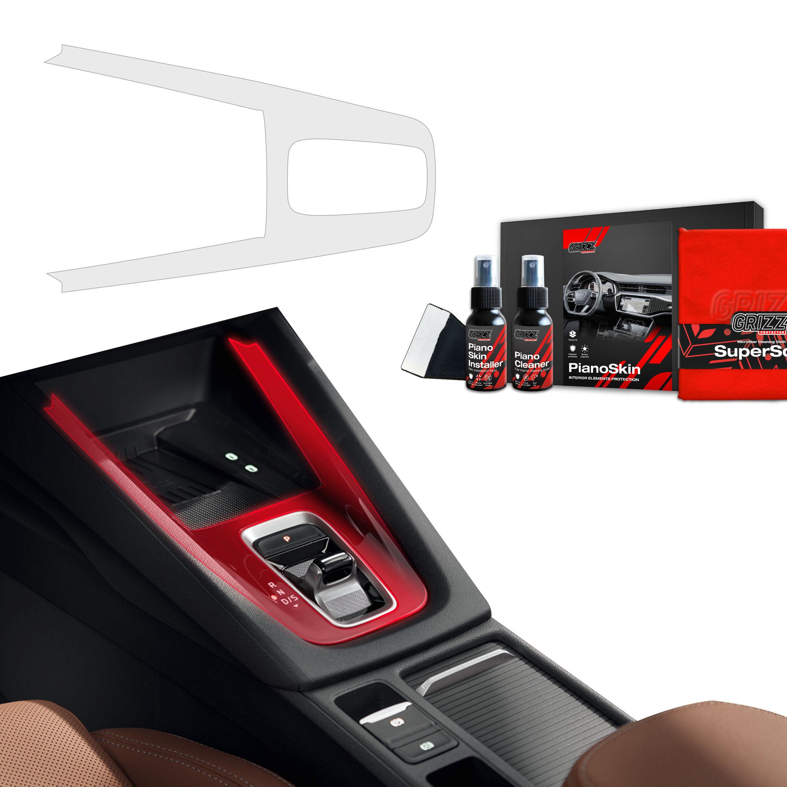 Grizz folia ochronna do wnętrza Skoda Octavia 4 DSG (2020-2026) Antyodciskowa PianoSkin