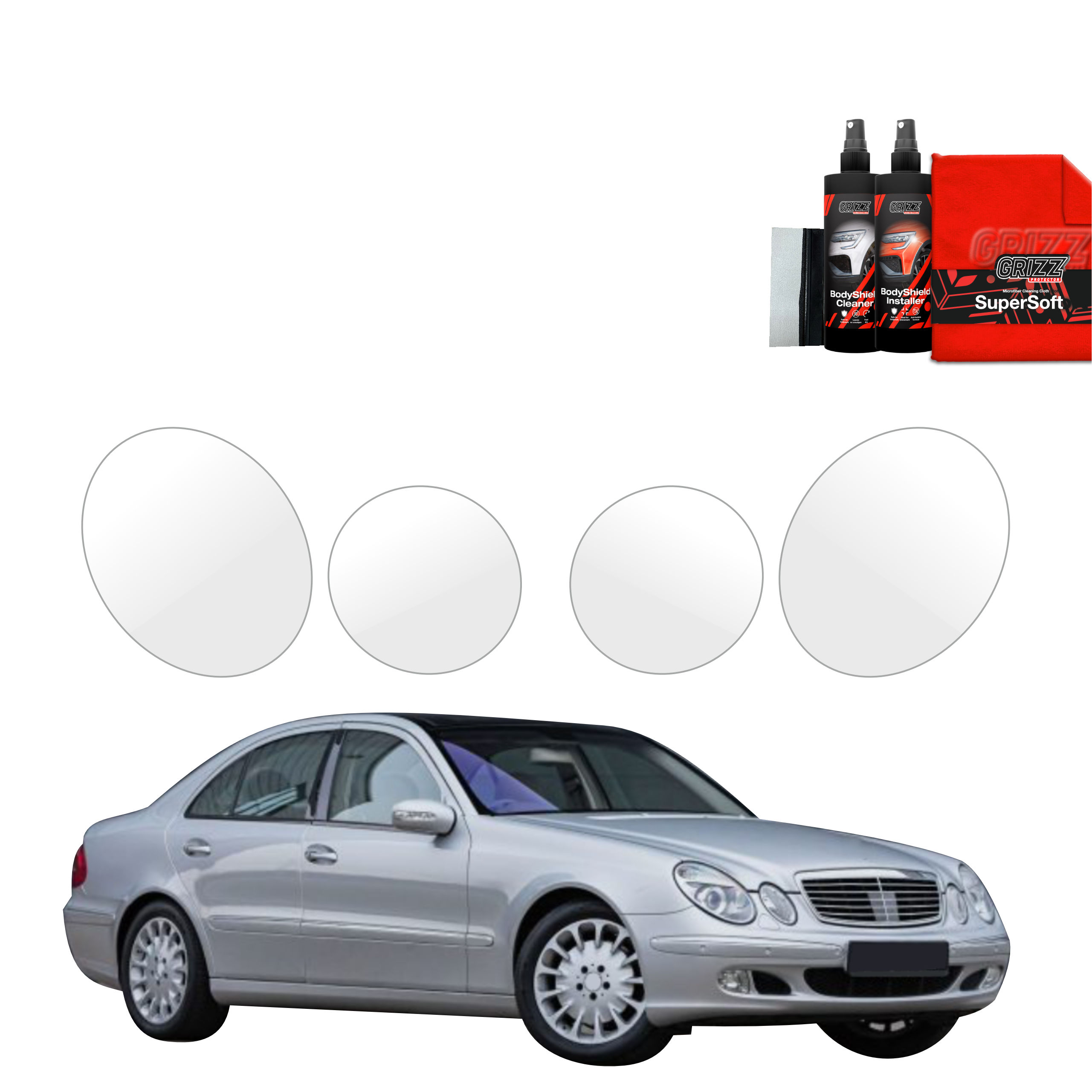 4w1 Folia ochronna na lampy Grizz do Mercedes Benz E Klasa W211 Sedan (2002-2009)