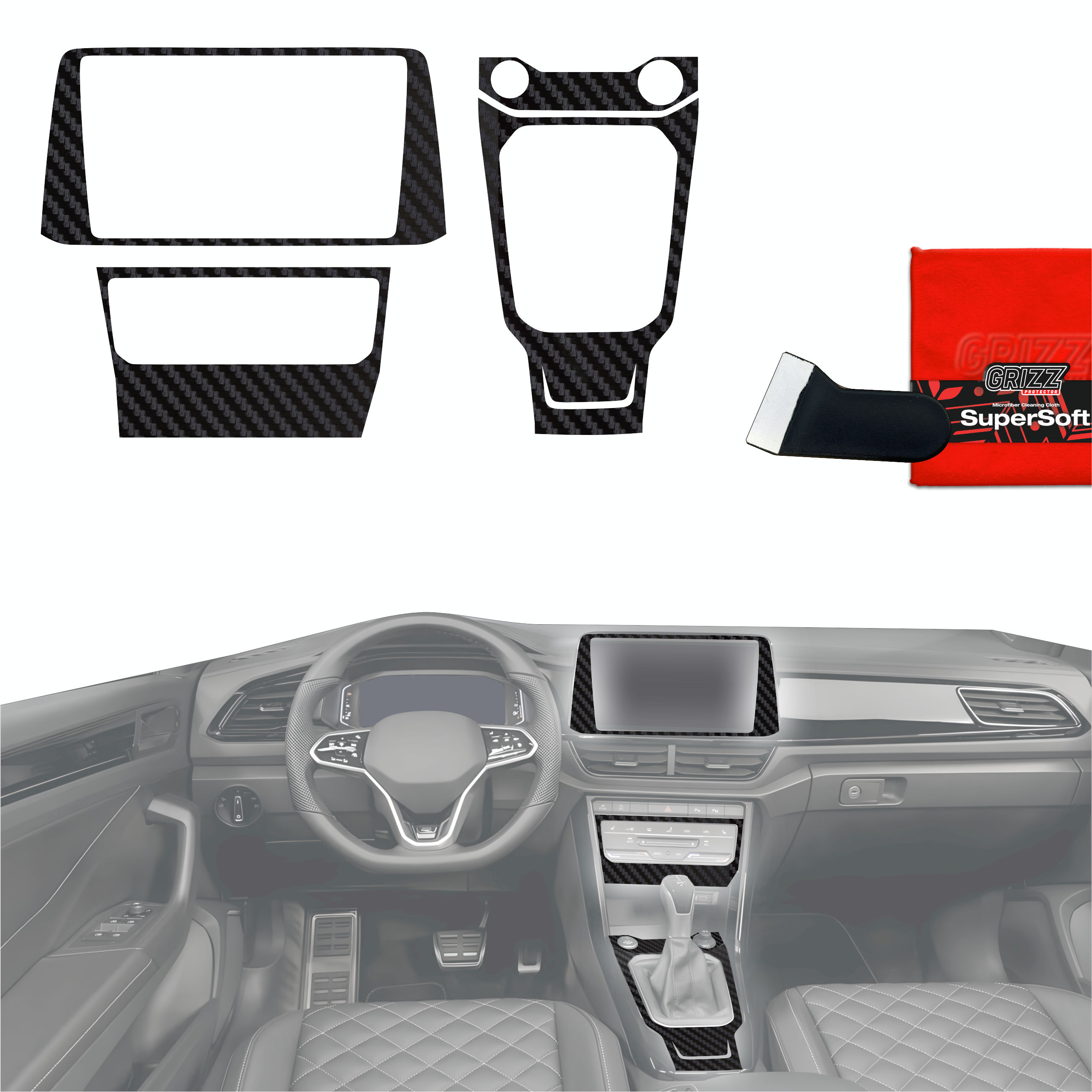 Folia do wnętrza Volkswagen T-Roc R-Line (2025-2026) GRIZZ 4w1 Karbonowa Antyodciskowa