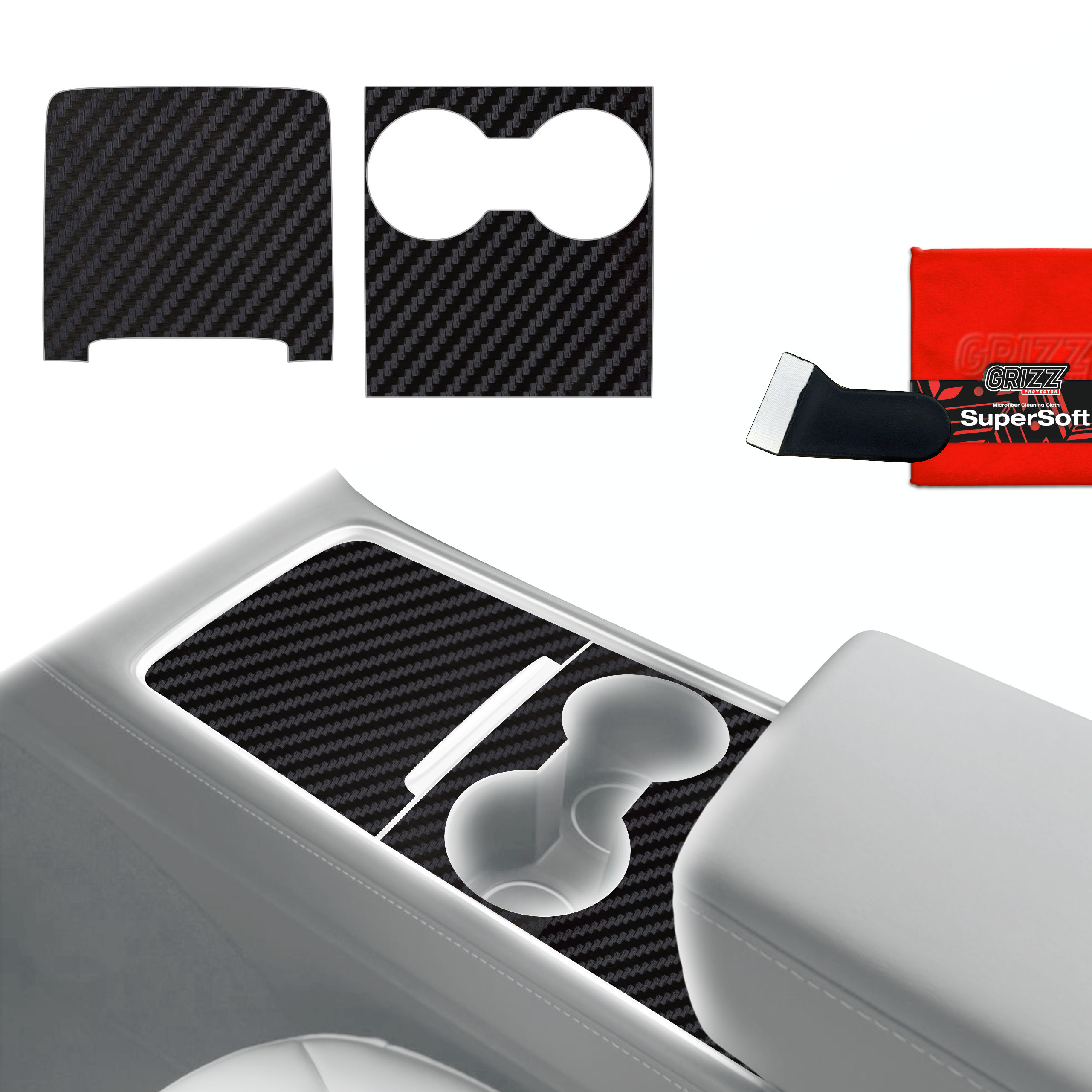Folia do wnętrza Tesla Model 3 (2021-2025) GRIZZ 2w1 Karbonowa Antyodciskowa
