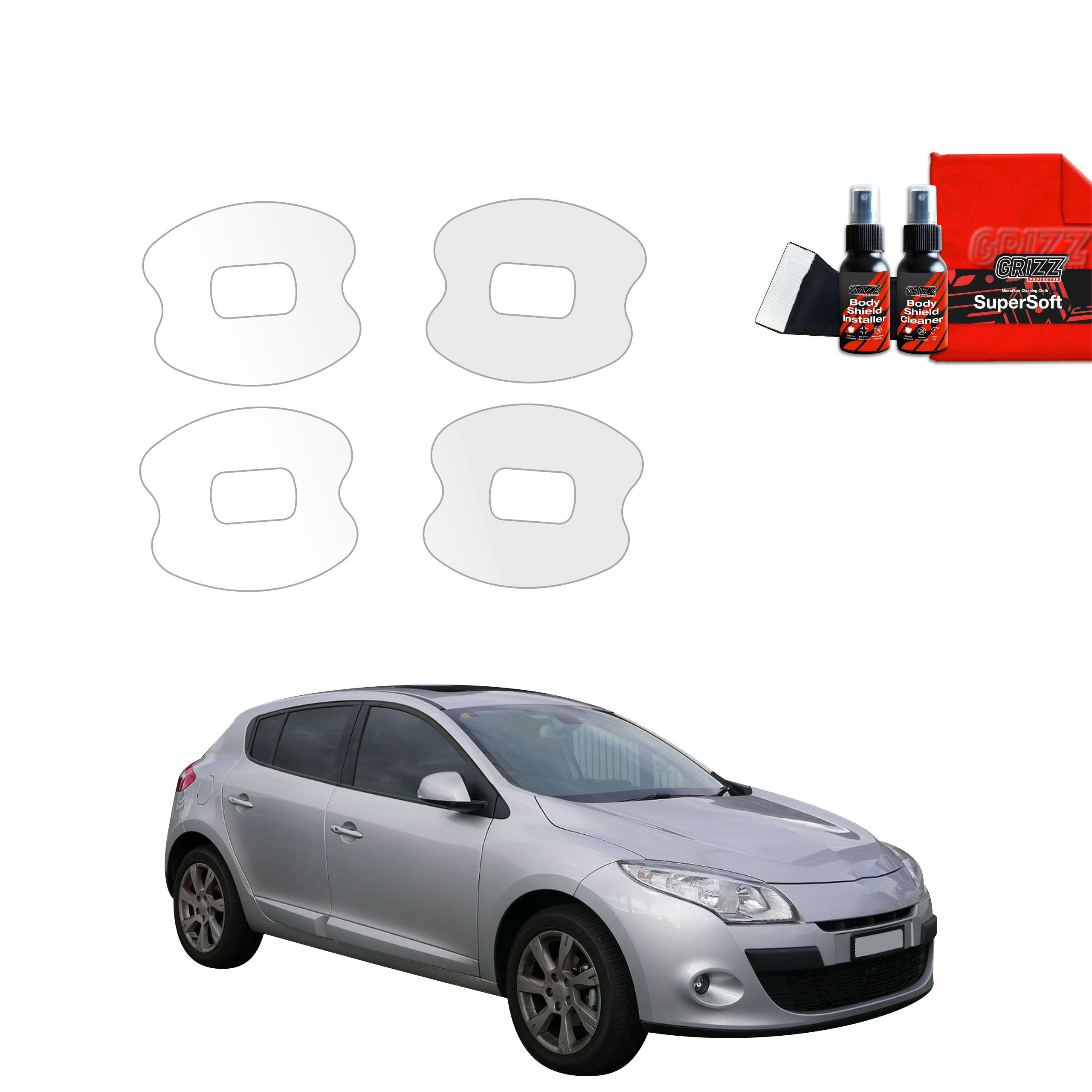 4w1 Folia ochronna pod klamki Grizz do Renault Megane 3 Kombi 5D (2008-2012)