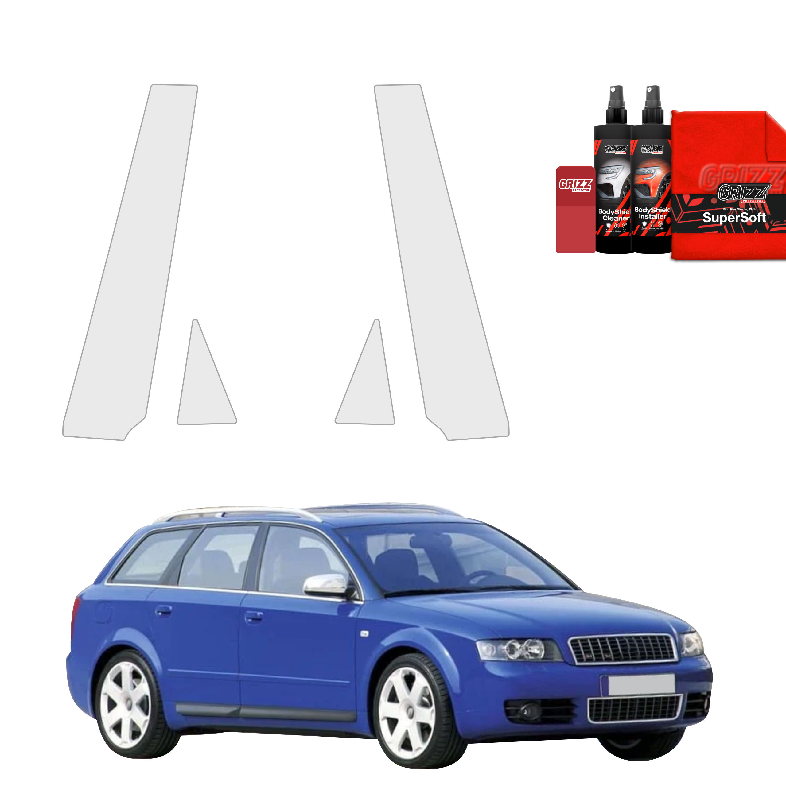 4w1 Folia ochronna na słupki Grizz do Audi A4 B6 Avant (2000-2006)