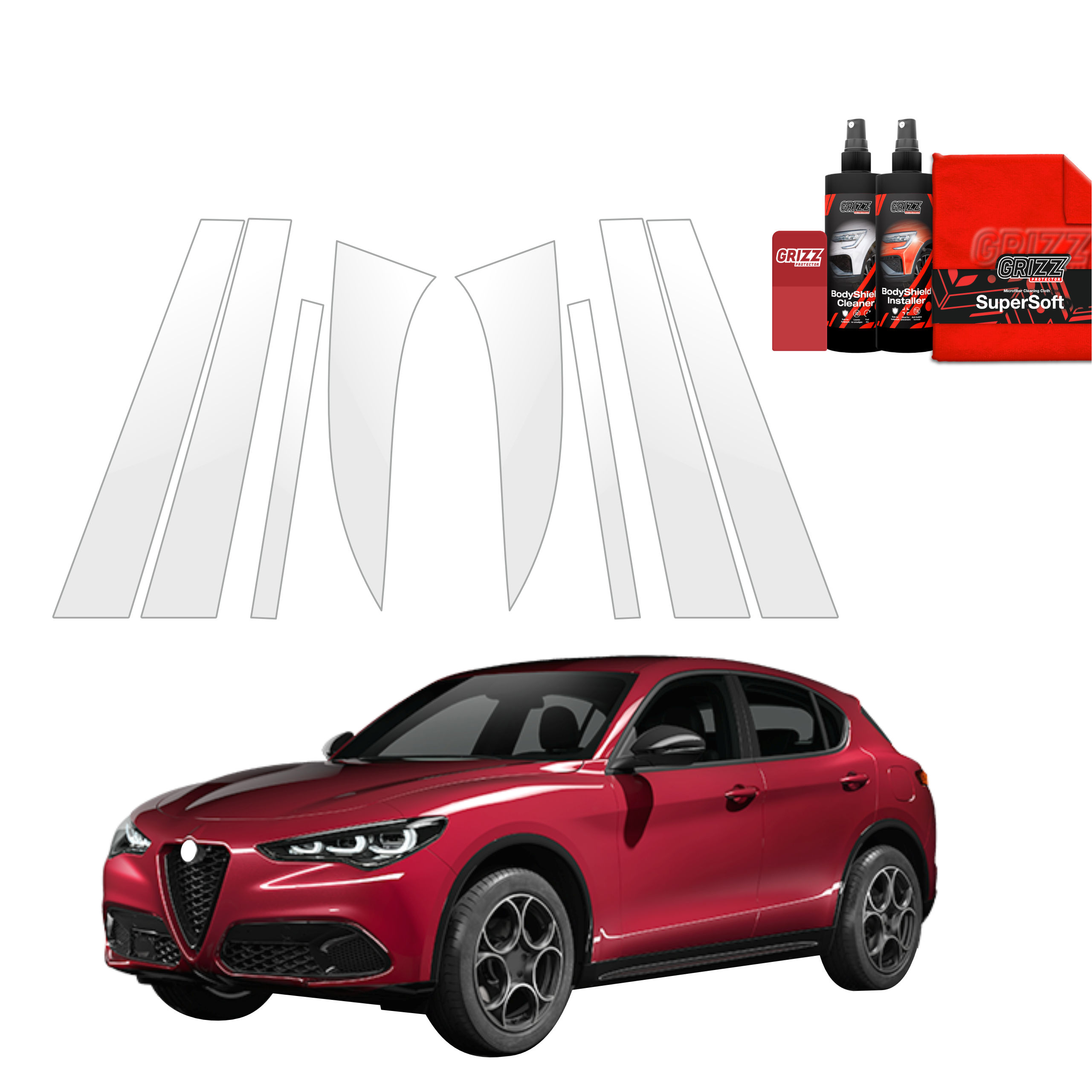8w1 Folia ochronna na słupki Grizz do Alfa Romeo Stelvio (2023-2026)