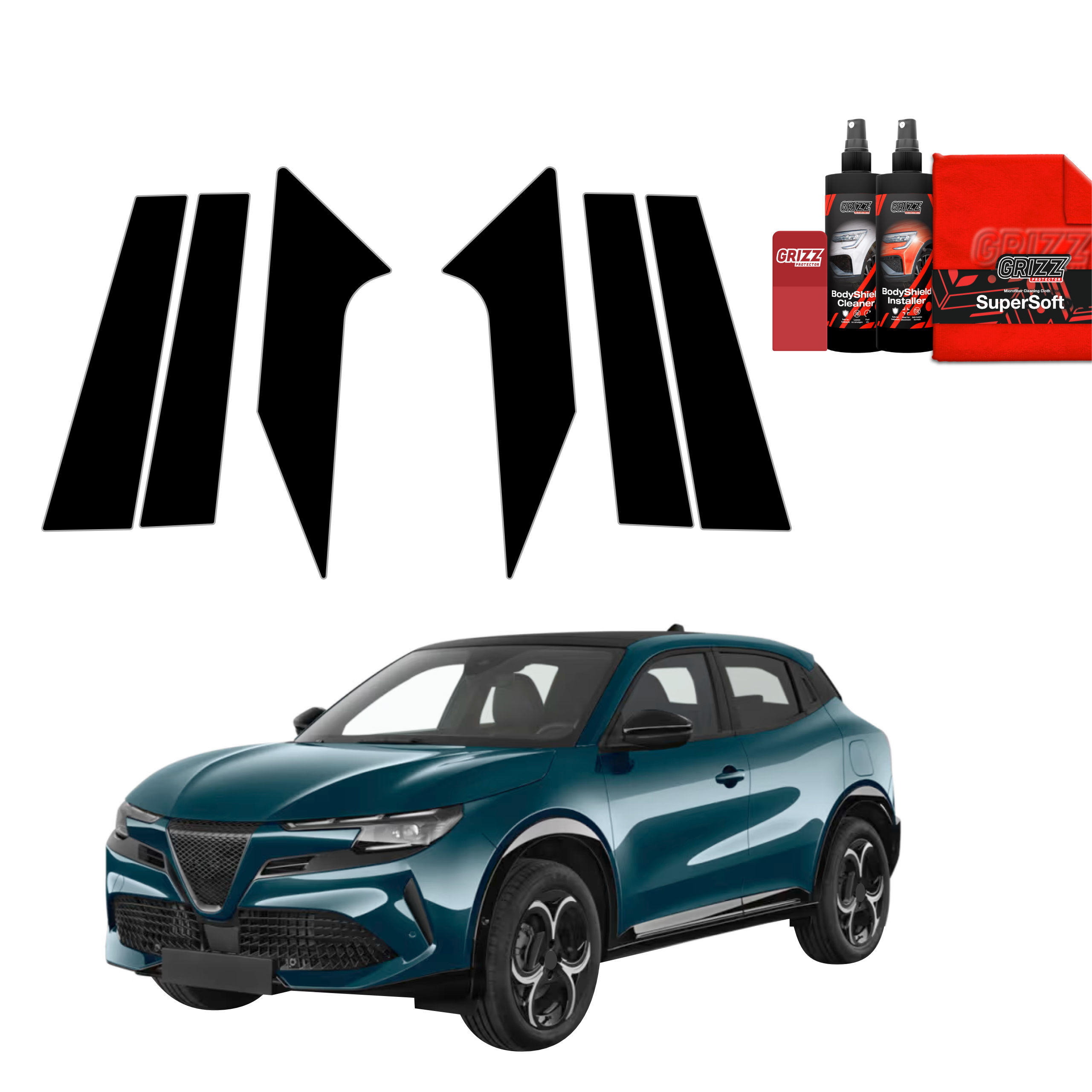 6w1 Czarna folia na słupki do Alfa Romeo Junior (2024-2026)