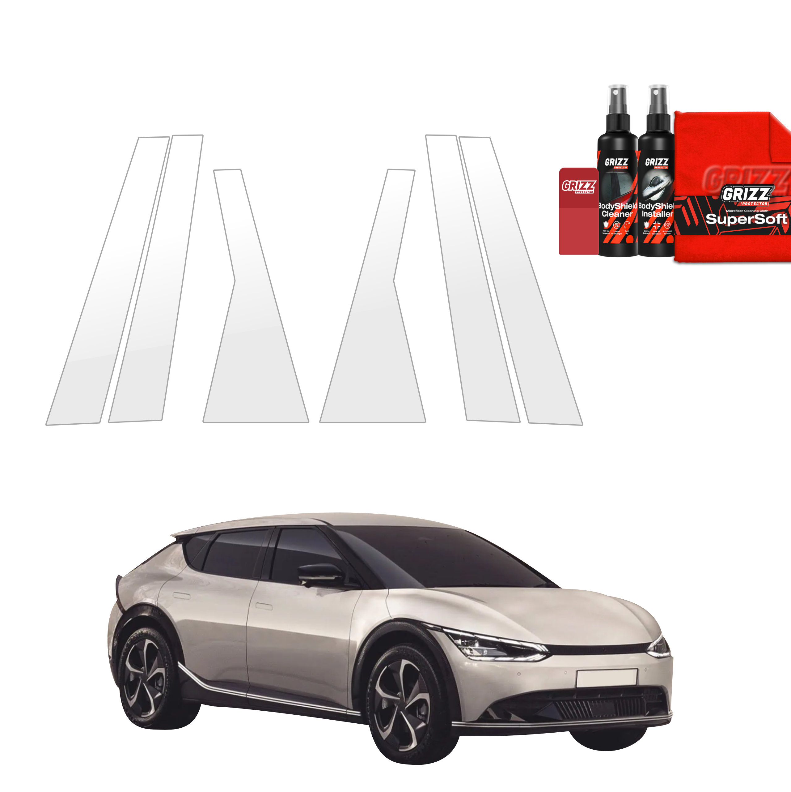 6w1 Folia ochronna na słupki Grizz do Kia EV6 (2025-2026)