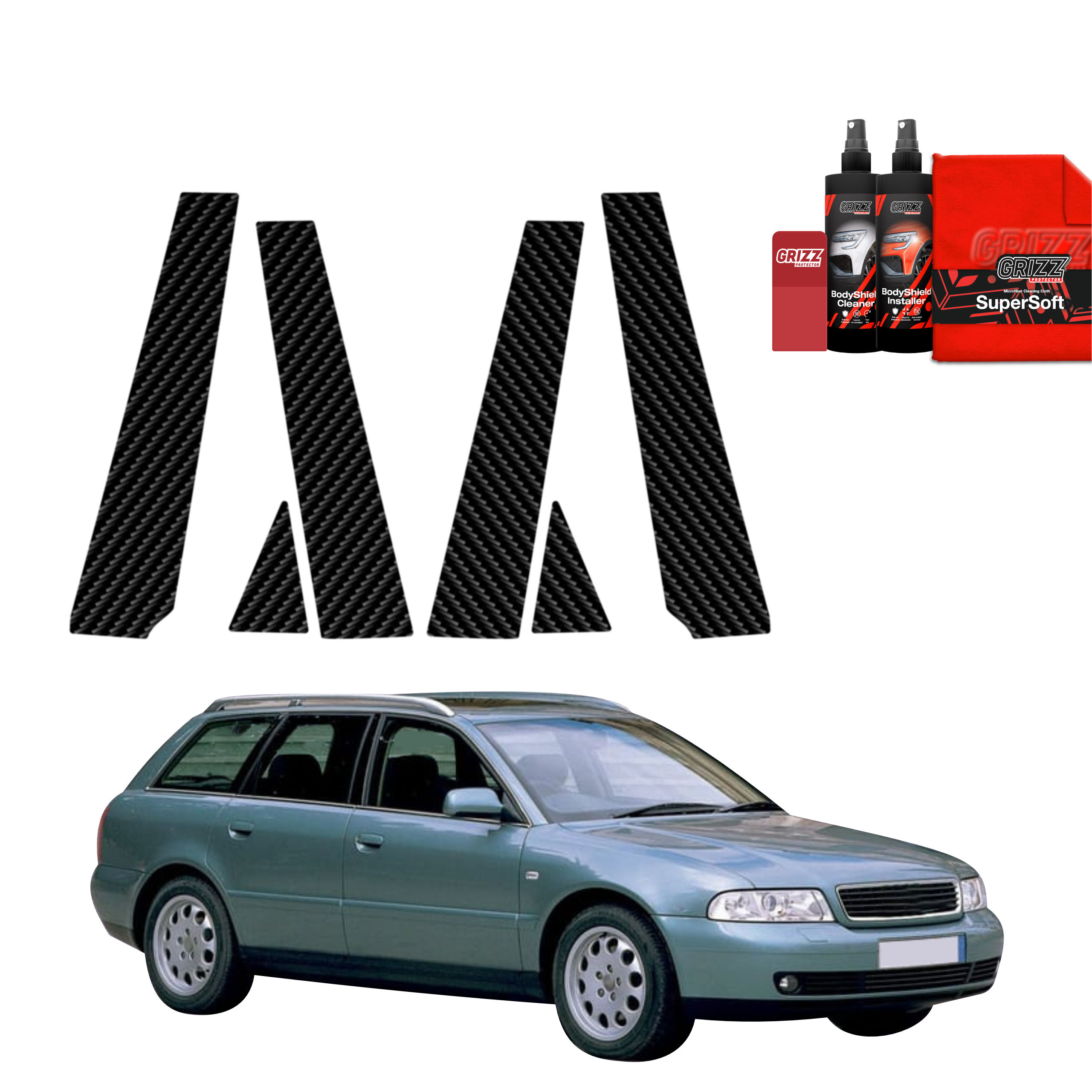 6w1 Folia karbonowa na słupki do Audi A4 B5 Avant (1994-2001)