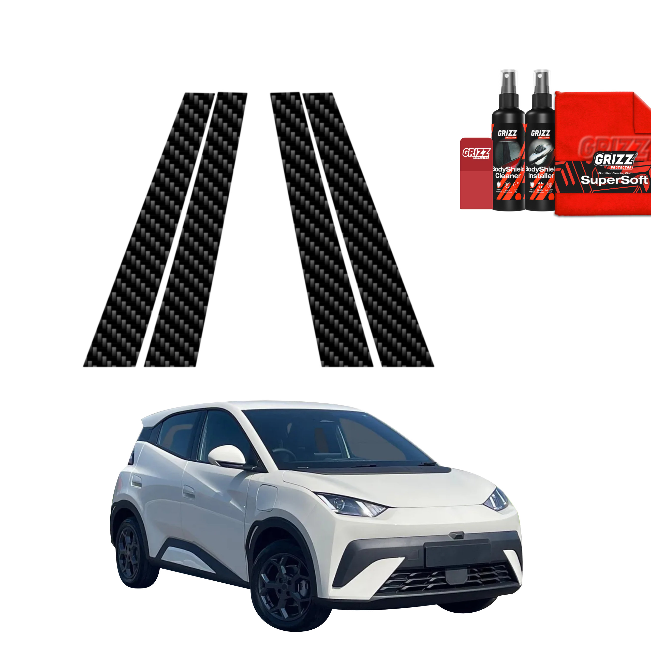 4w1 Folia karbonowa na słupki Grizz do BYD Dolphin Surf (2026)