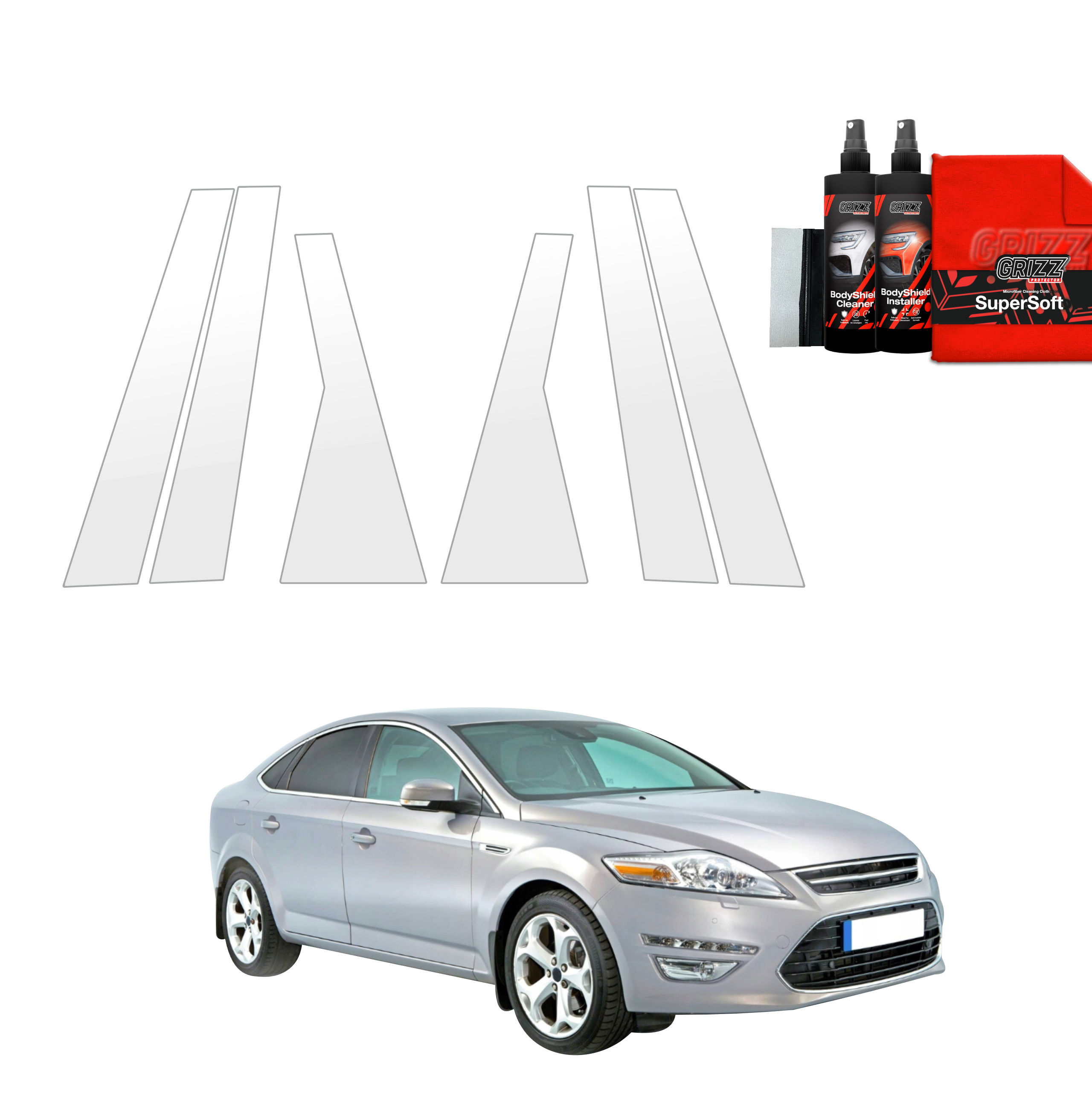 6w1 Folia ochronna na słupki Grizz do Ford Mondeo Mk4 Sedan (2007-2014)