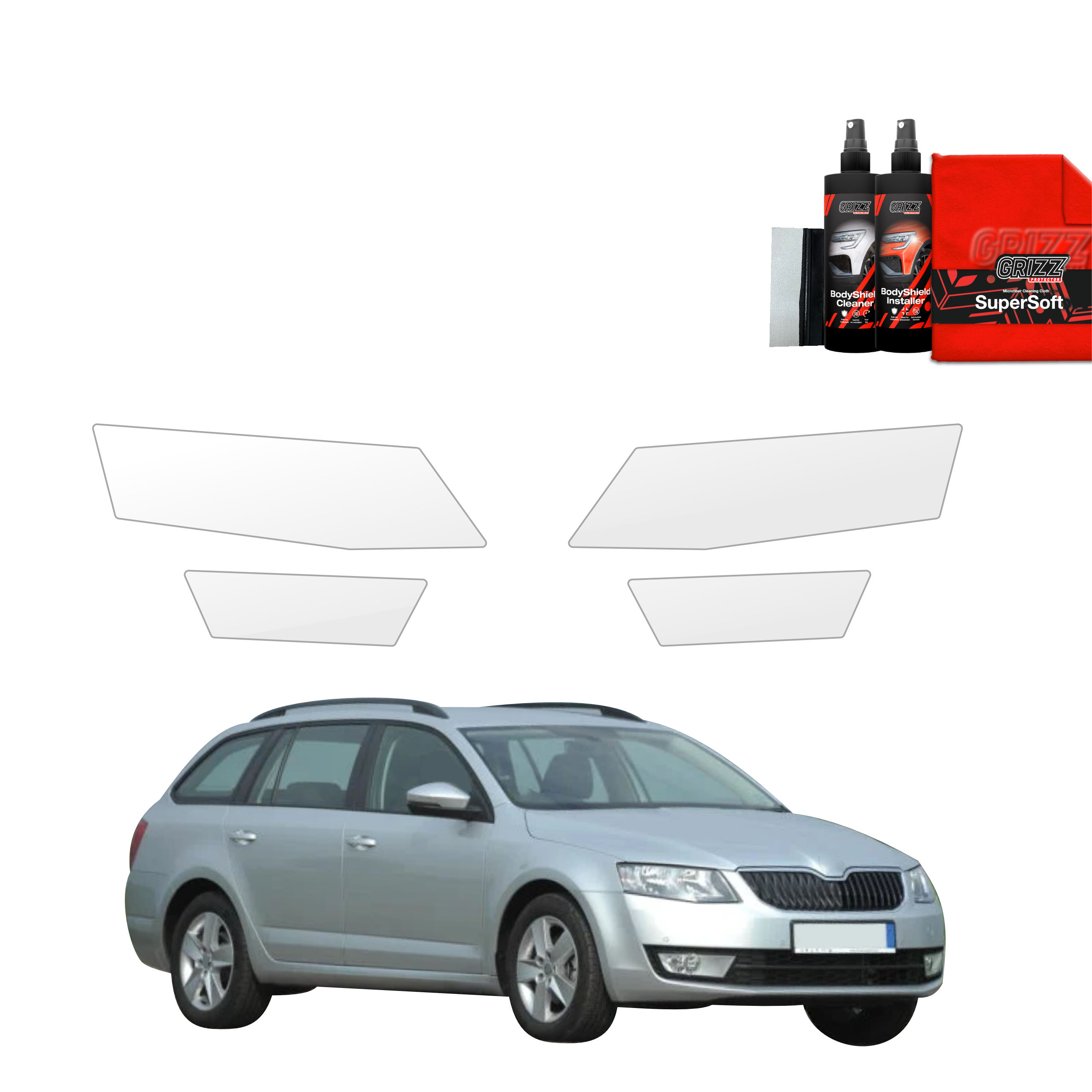 4w1 Folia ochronna na lampy Grizz do Skoda Octavia 3 Kombi 5D (2017-2020)