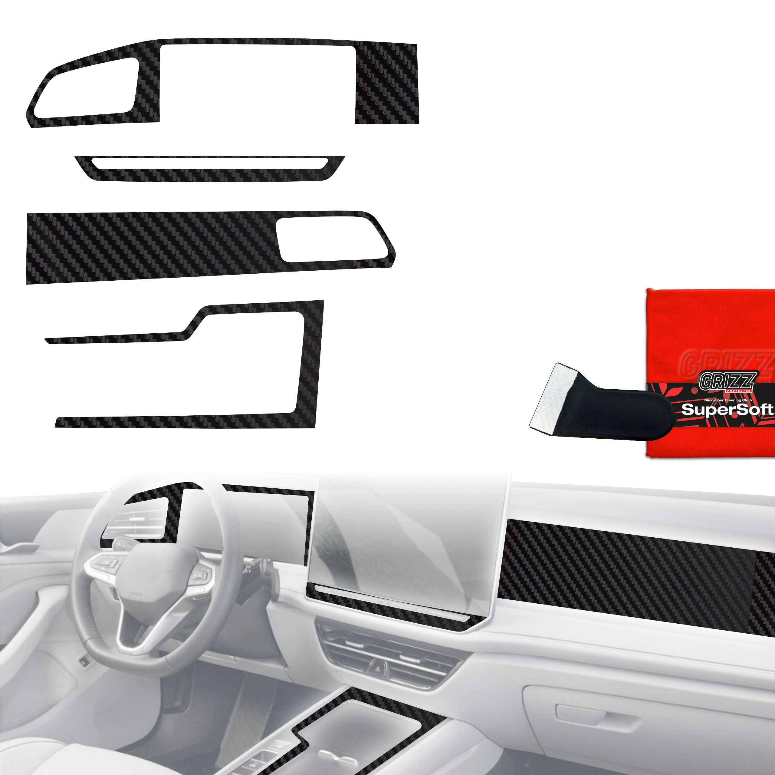 Folia do wnętrza Volkswagen Passat B9 15" (2024-2026) GRIZZ 4w1 Karbonowa Antyodciskowa