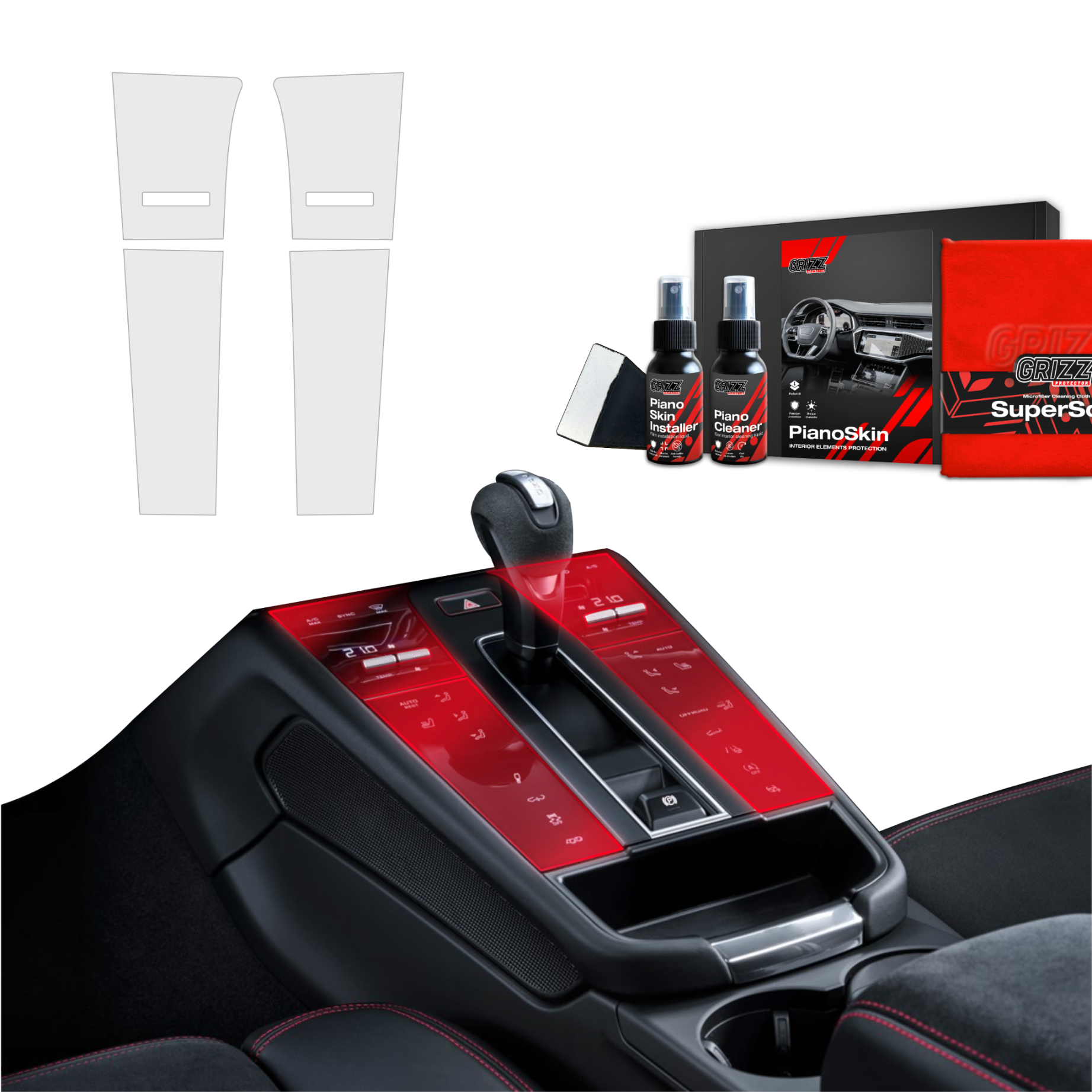 4w1 Grizz folia ochronna do wnętrza Porsche Macan T (2021-2024) Antyodciskowa PianoSkin