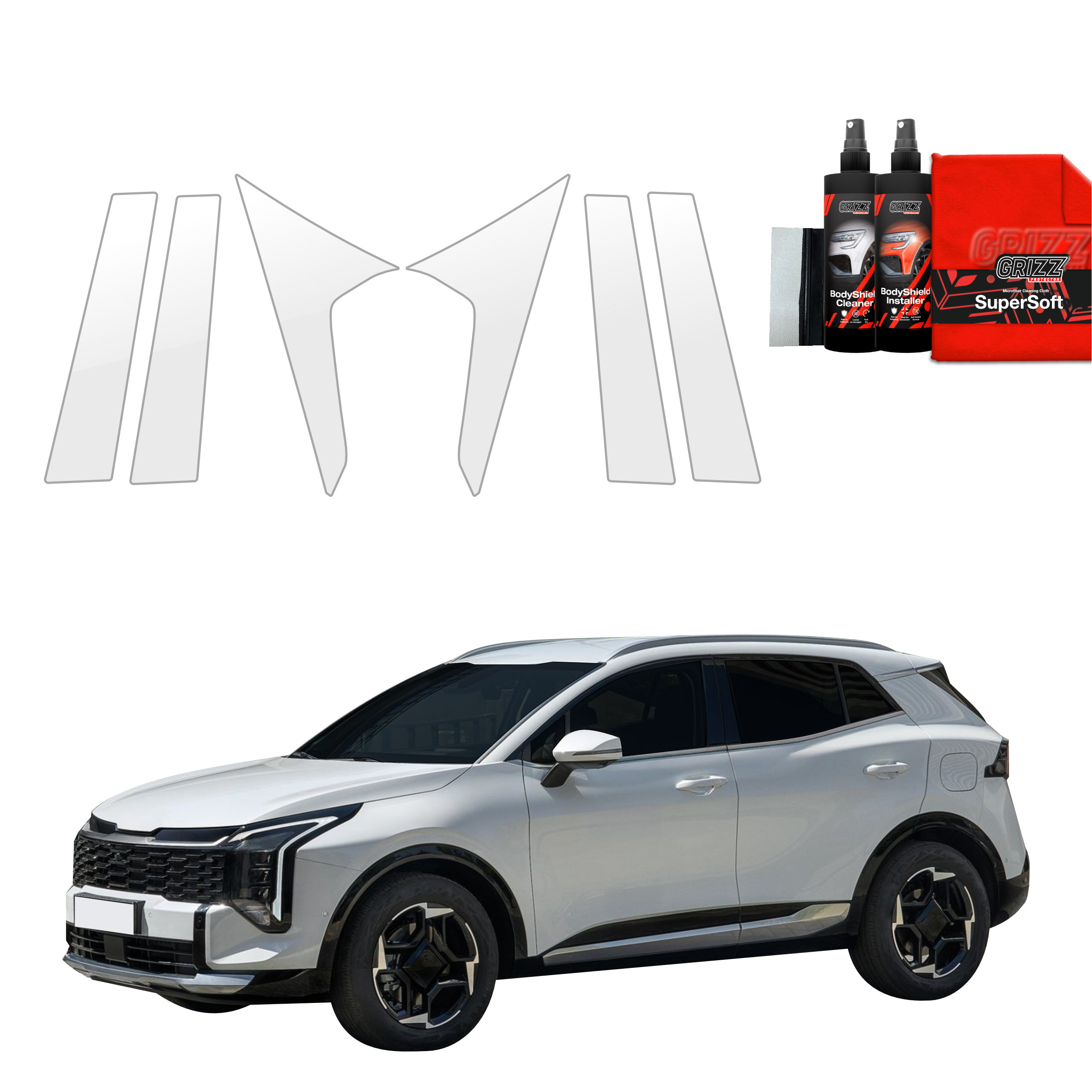 6w1 Folia ochronna na słupki Grizz do Kia Sportage 5 Facelift (2025-2026)