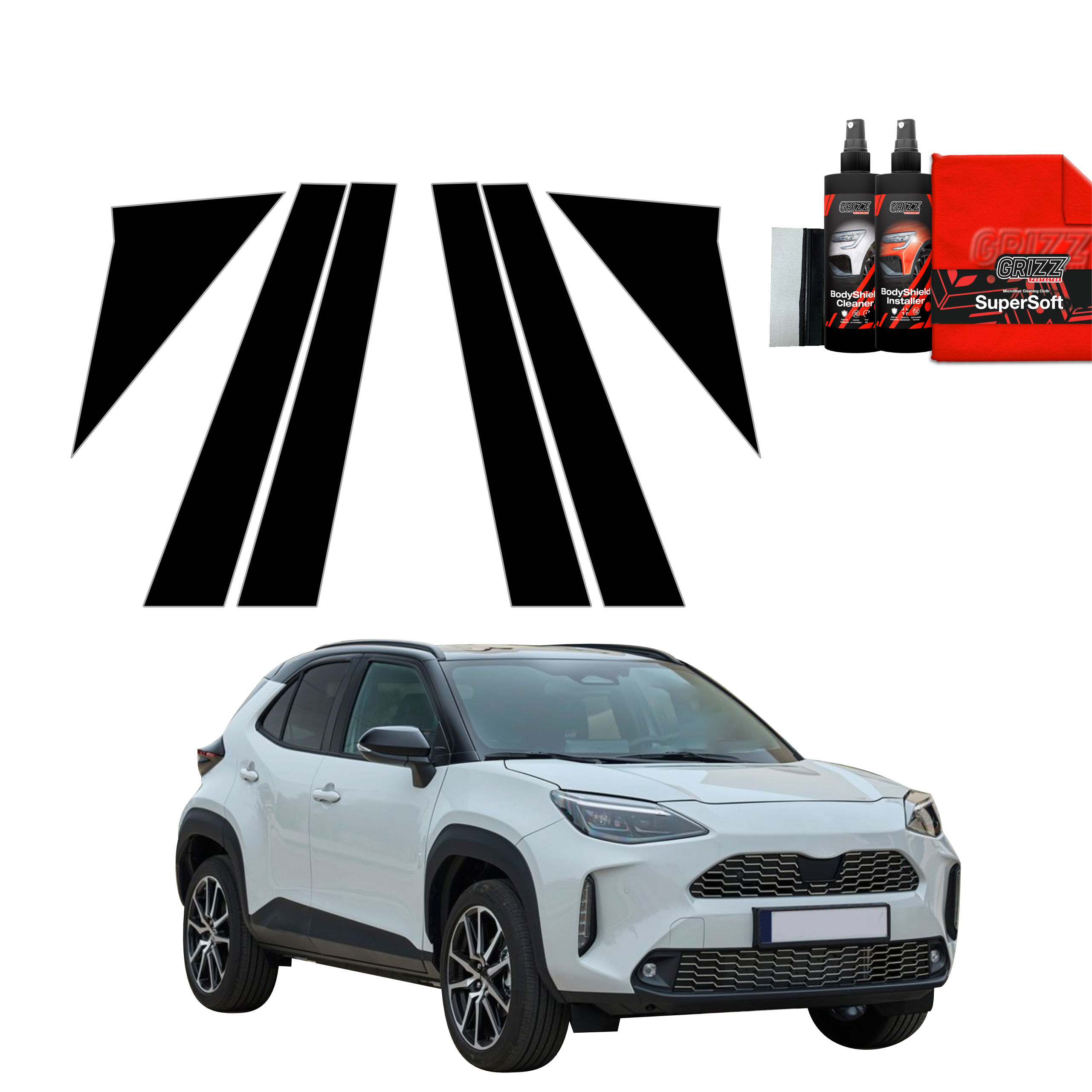 6w1 Czarna folia na słupki do Toyota Yaris Cross (2021-2026)