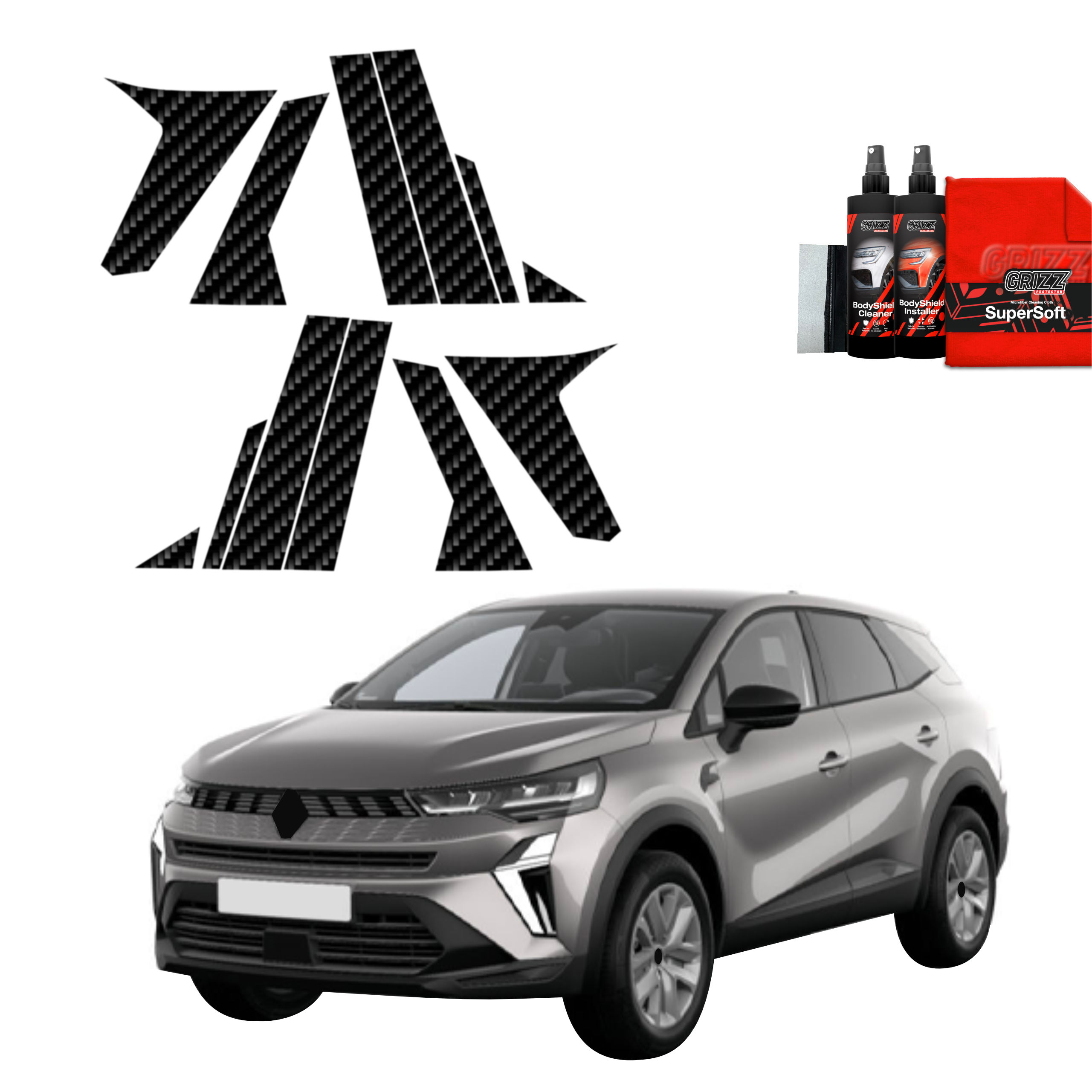 12w1 Folia karbonowa na słupki do Renault Symbioz (2024-2026)