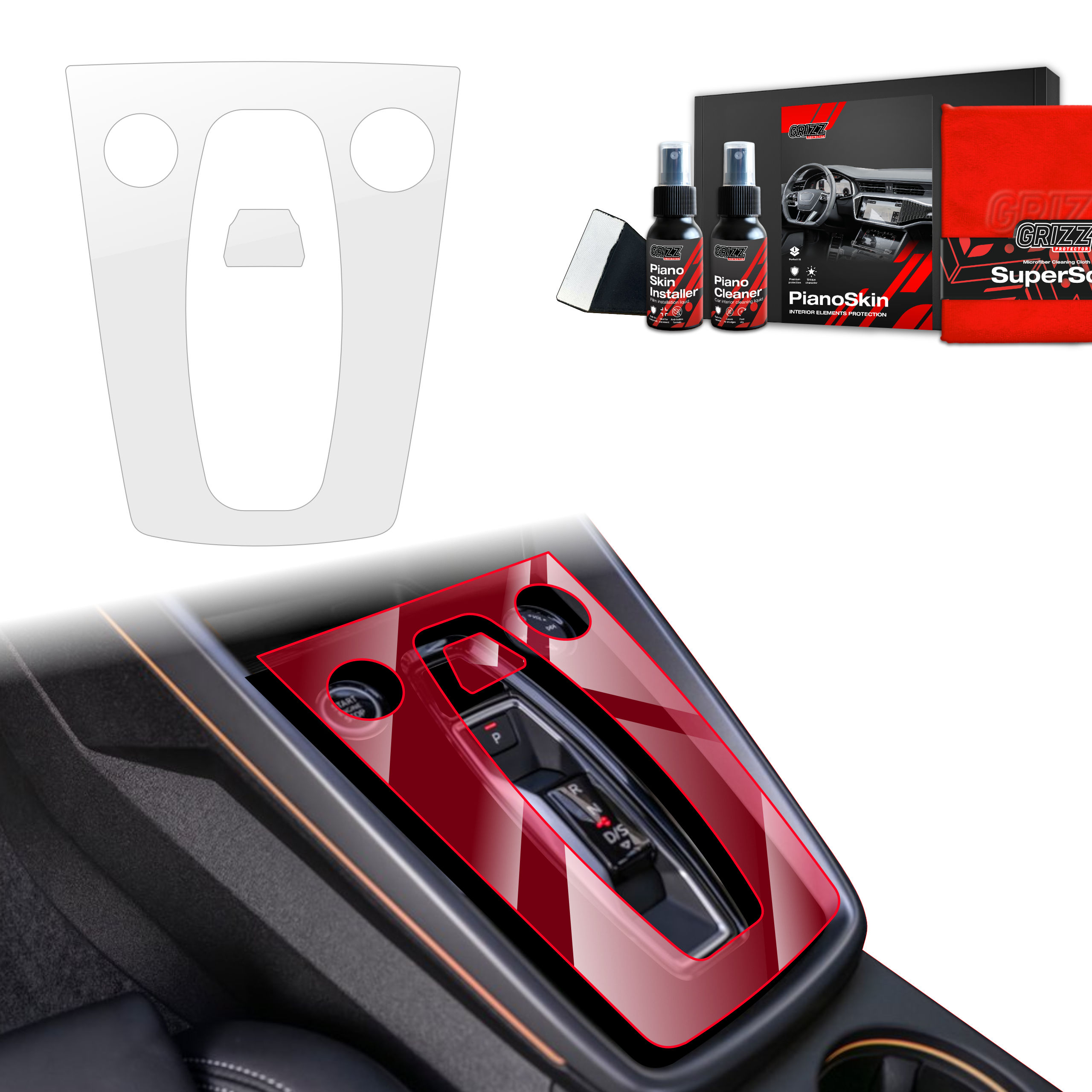 Grizz folia ochronna do wnętrza Audi A3 8Y Facelift (2024-2026) Bezbarwna PianoSkin