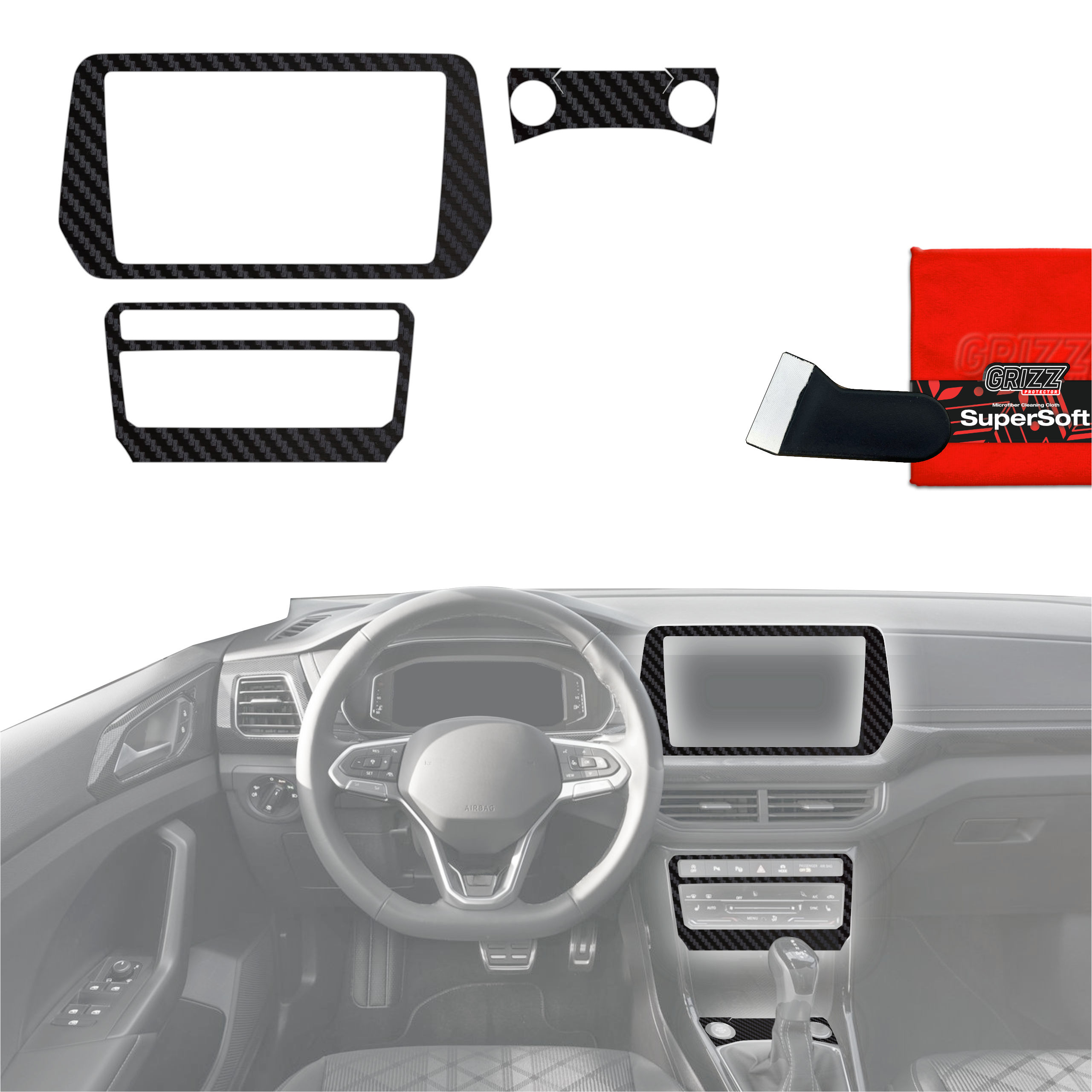 Folia do wnętrza Volkswagen T-Cross (2025-2026) GRIZZ 4w1 Karbonowa Antyodciskowa