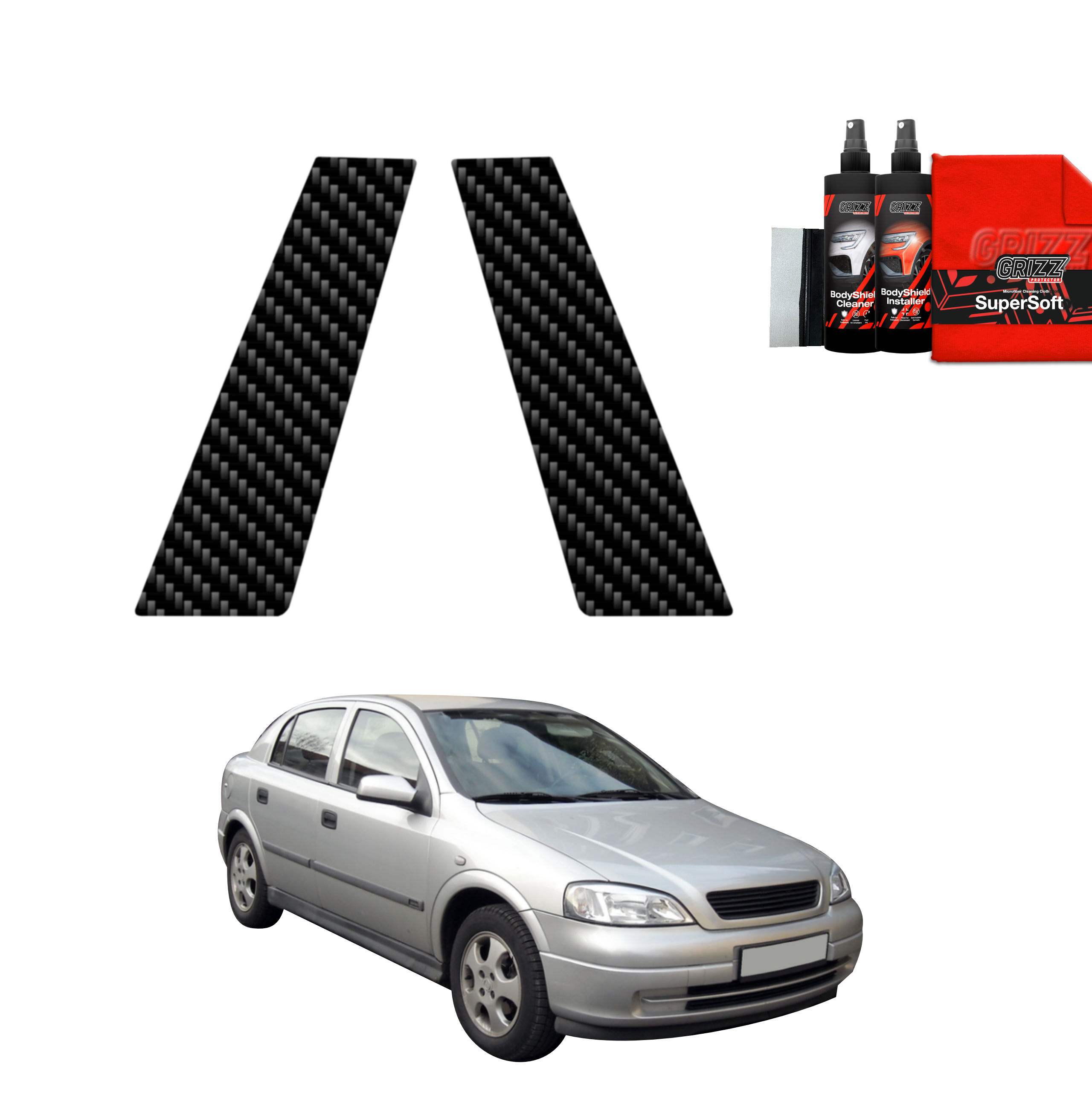 2w1 Folia karbonowa na słupki do Opel Astra G Hatchback 5D (1998-2009)