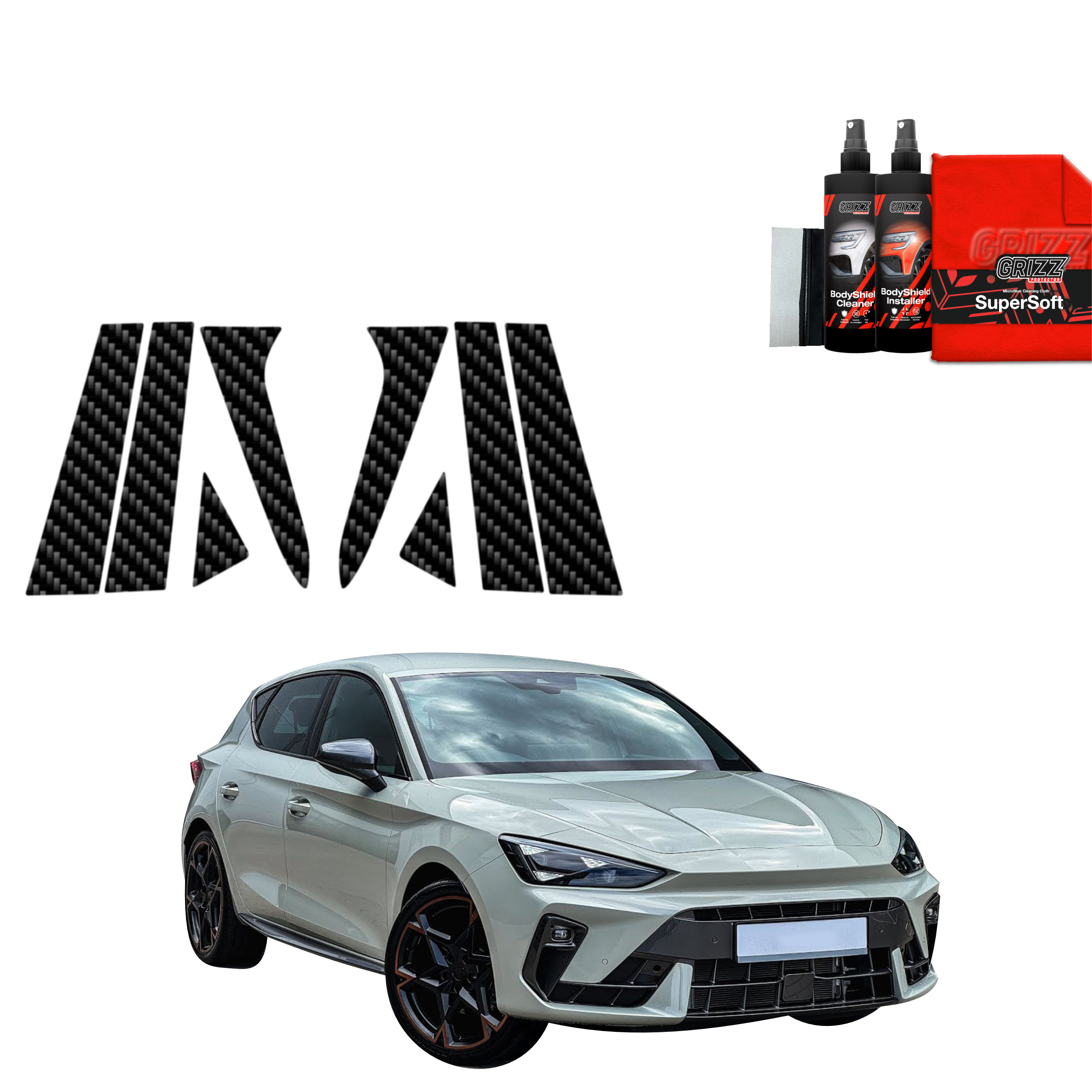 8w1 Folia karbonowa na słupki do Cupra Leon Hatchback (2024-2026)