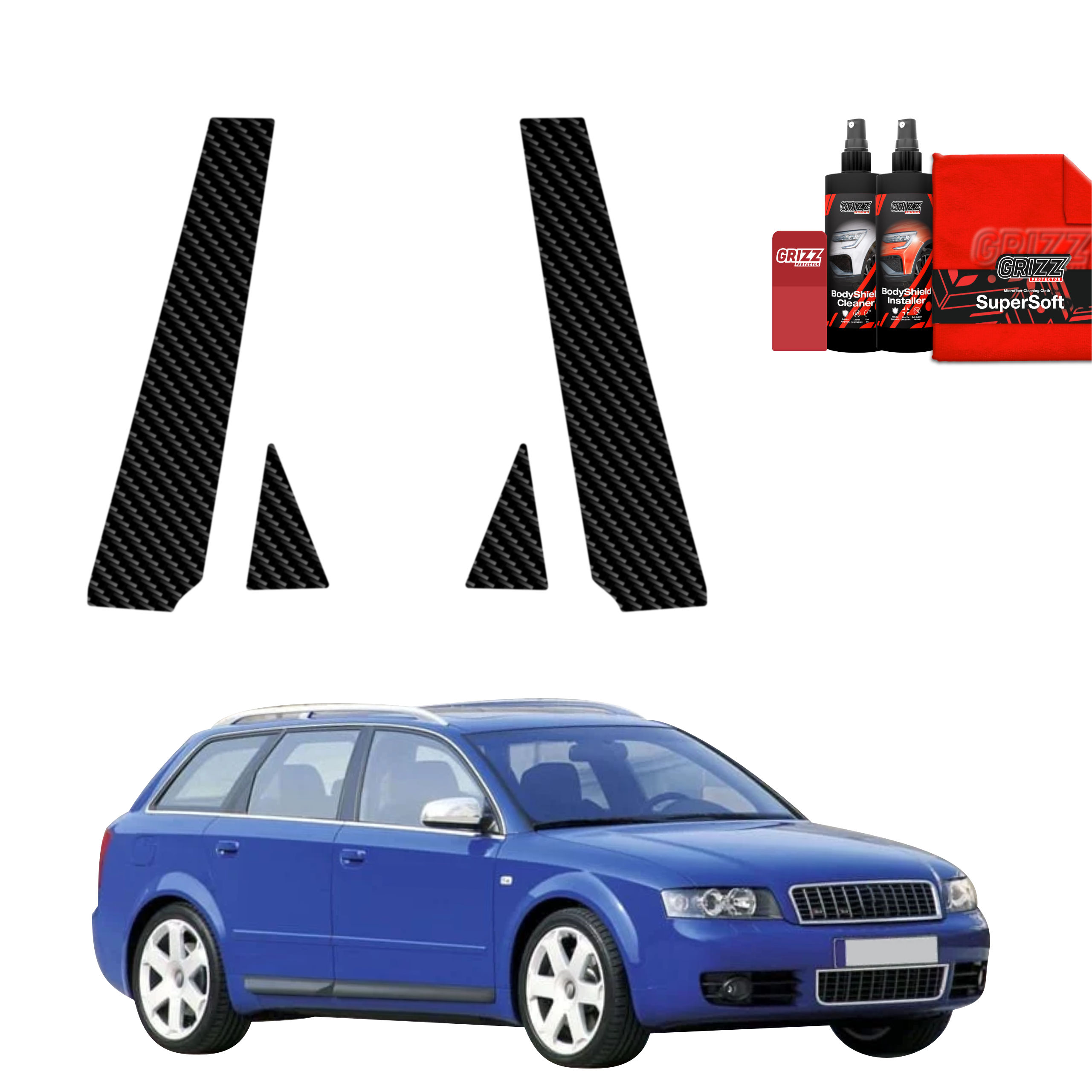 4w1 Folia karbonowa na słupki do Audi A4 B6 Avant (2000-2006)