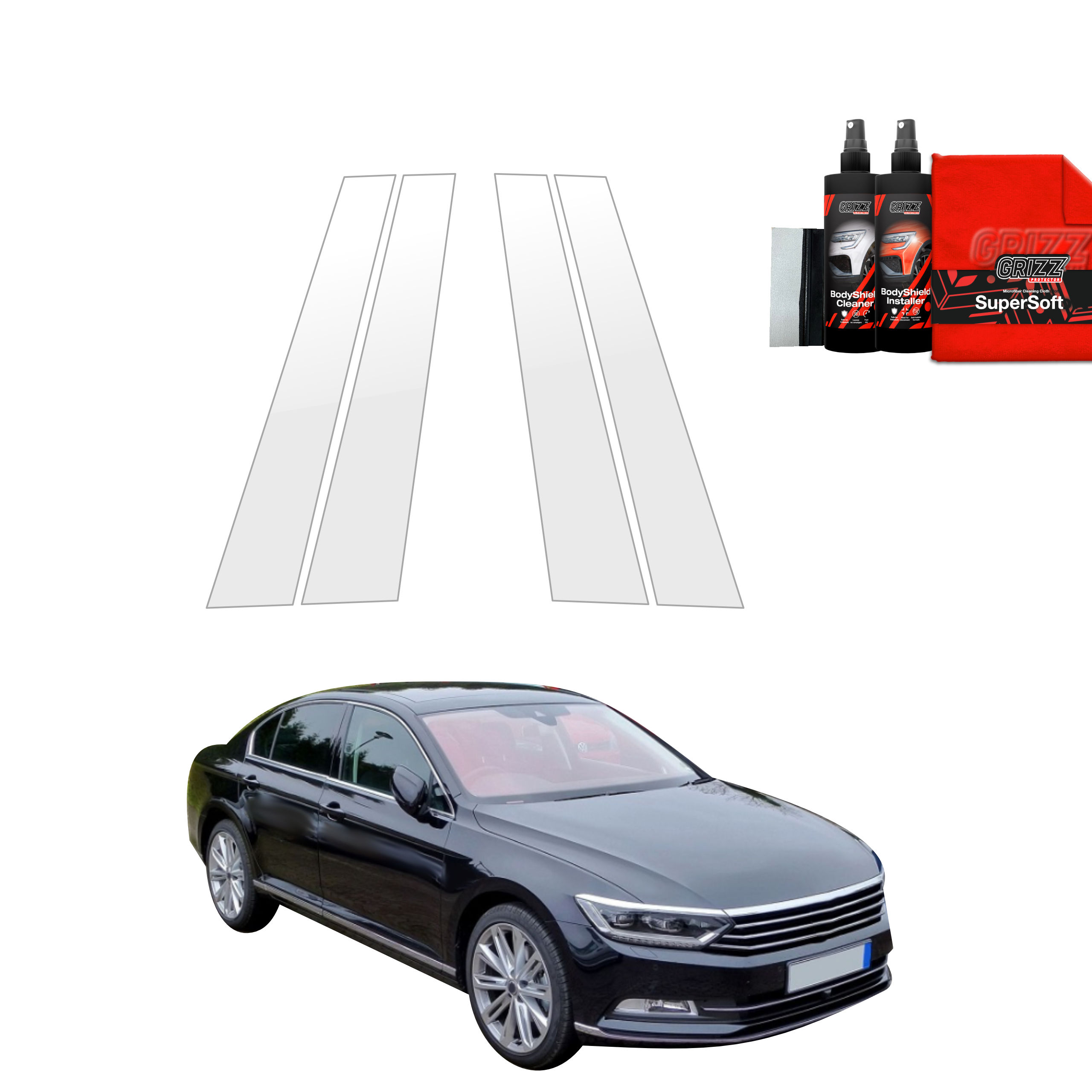 4w1 Folia ochronna na słupki Grizz do Volkswagen Passat B8 Sedan (2014-2022)