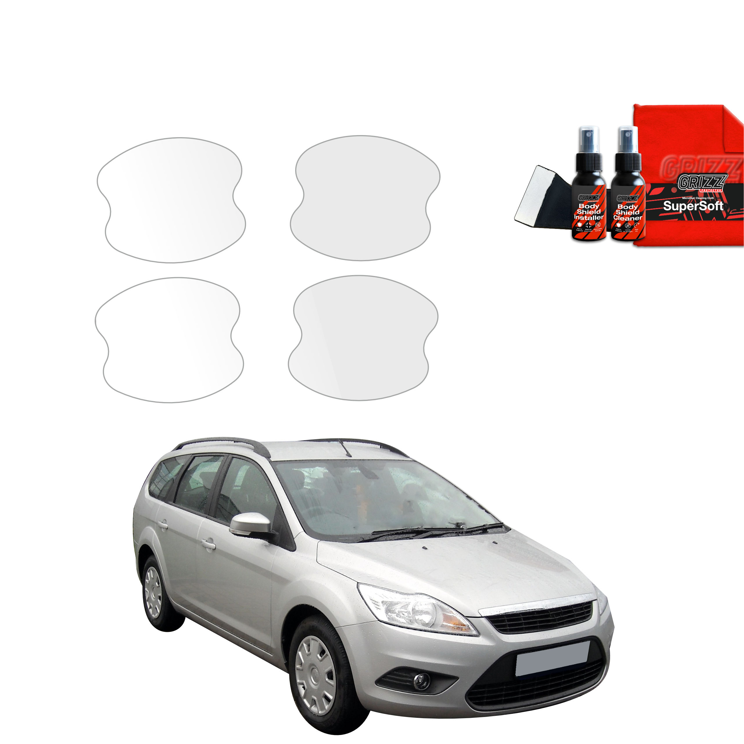 4w1 Folia ochronna pod klamki Grizz do Ford Focus Mk2 Kombi Facelifting (2007-2011)