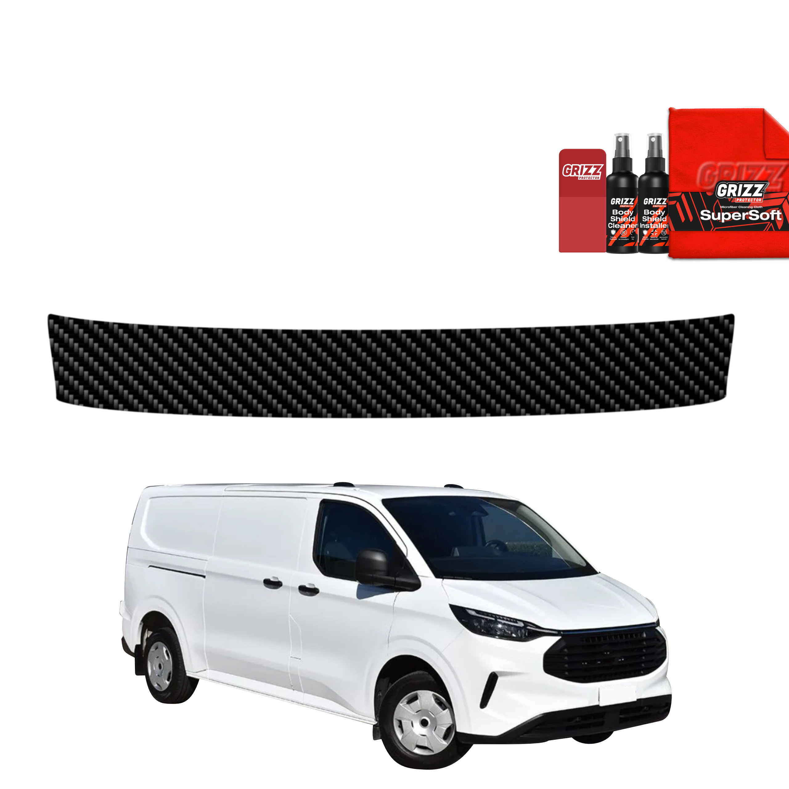 Folia karbonowa na próg bagażnika do Ford Custom (2023-2026)