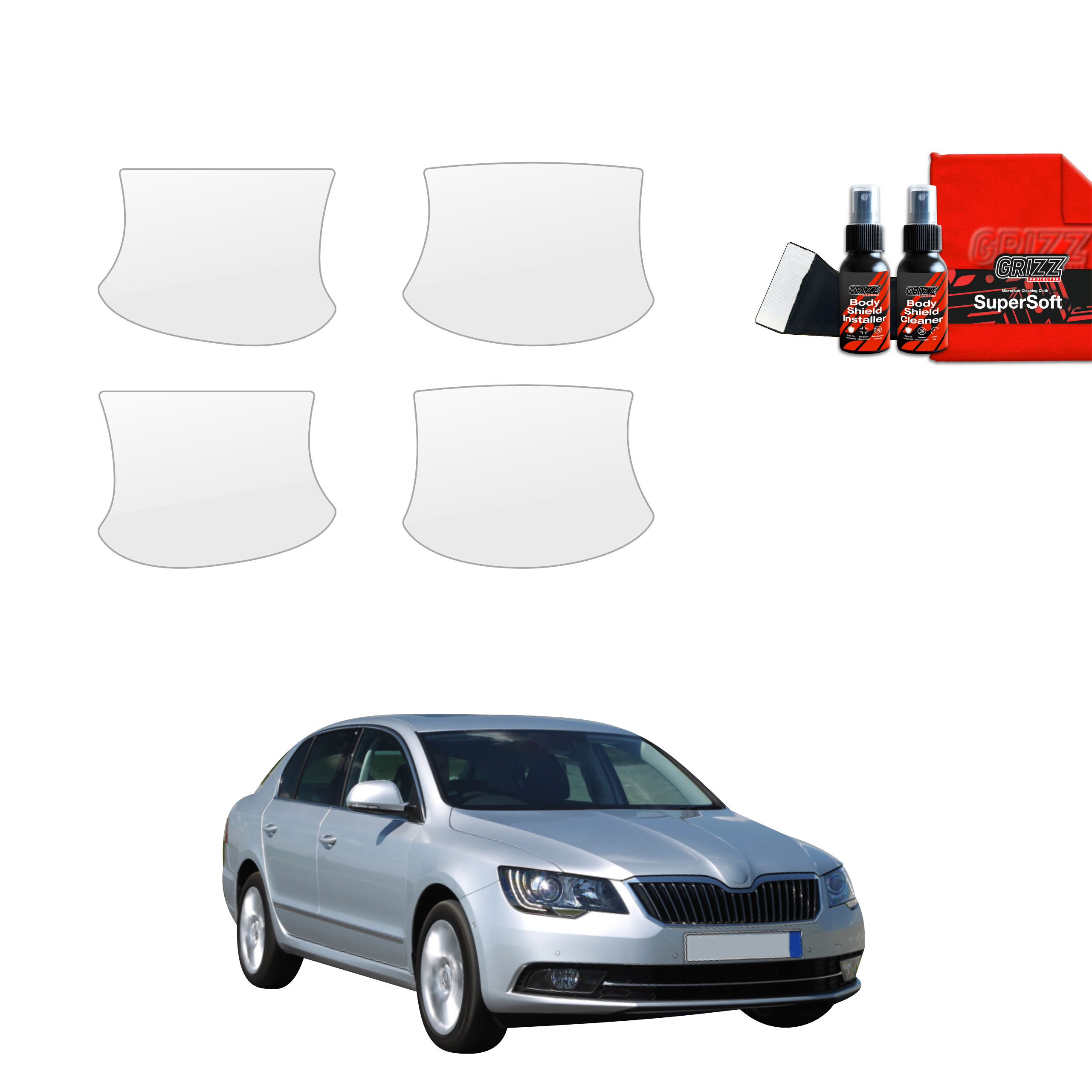 4w1 Folia ochronna pod klamki Grizz do Skoda Superb 2 Facelifting (2013-2015)