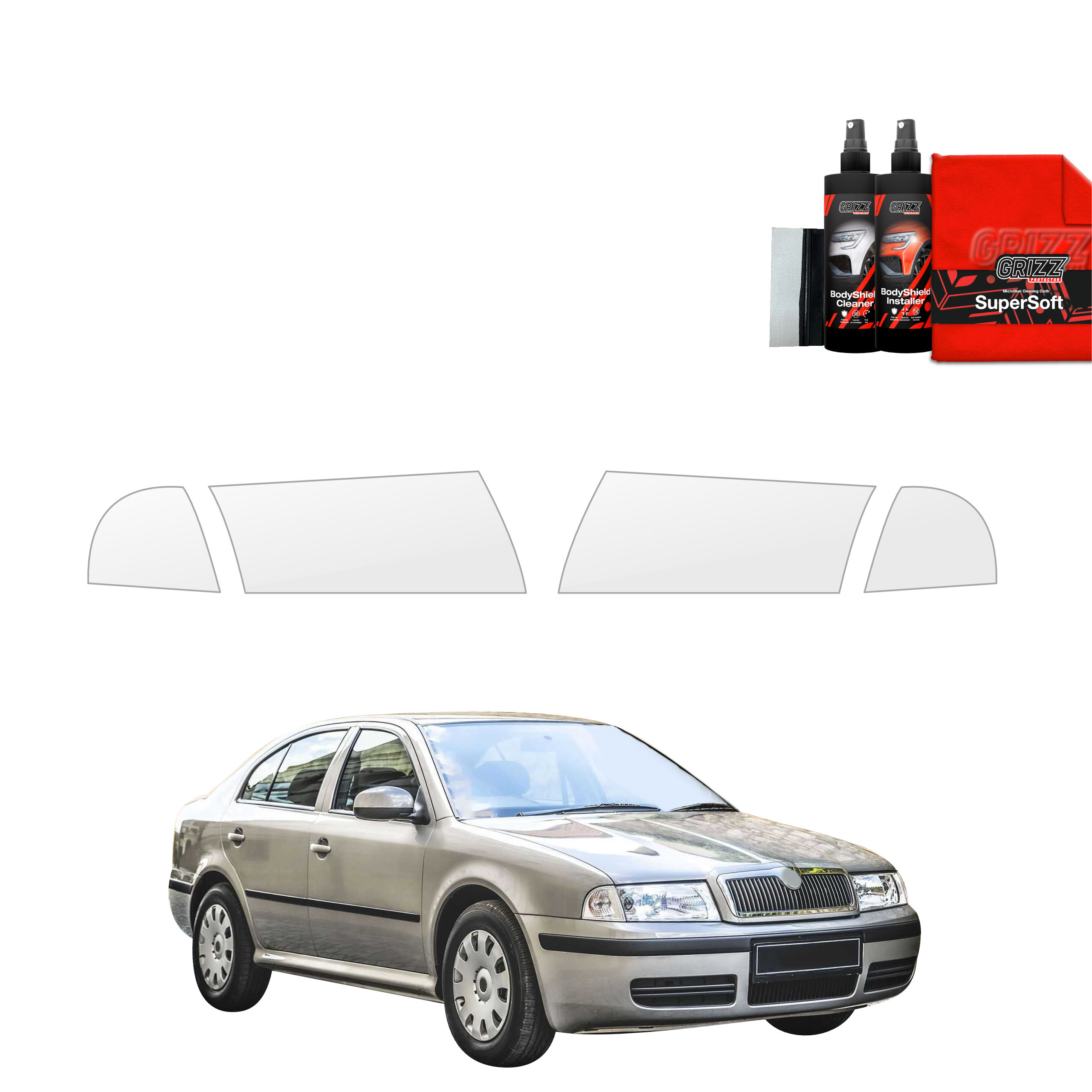 4w1 Folia ochronna na lampy Grizz do Skoda Octavia (1996-2010)