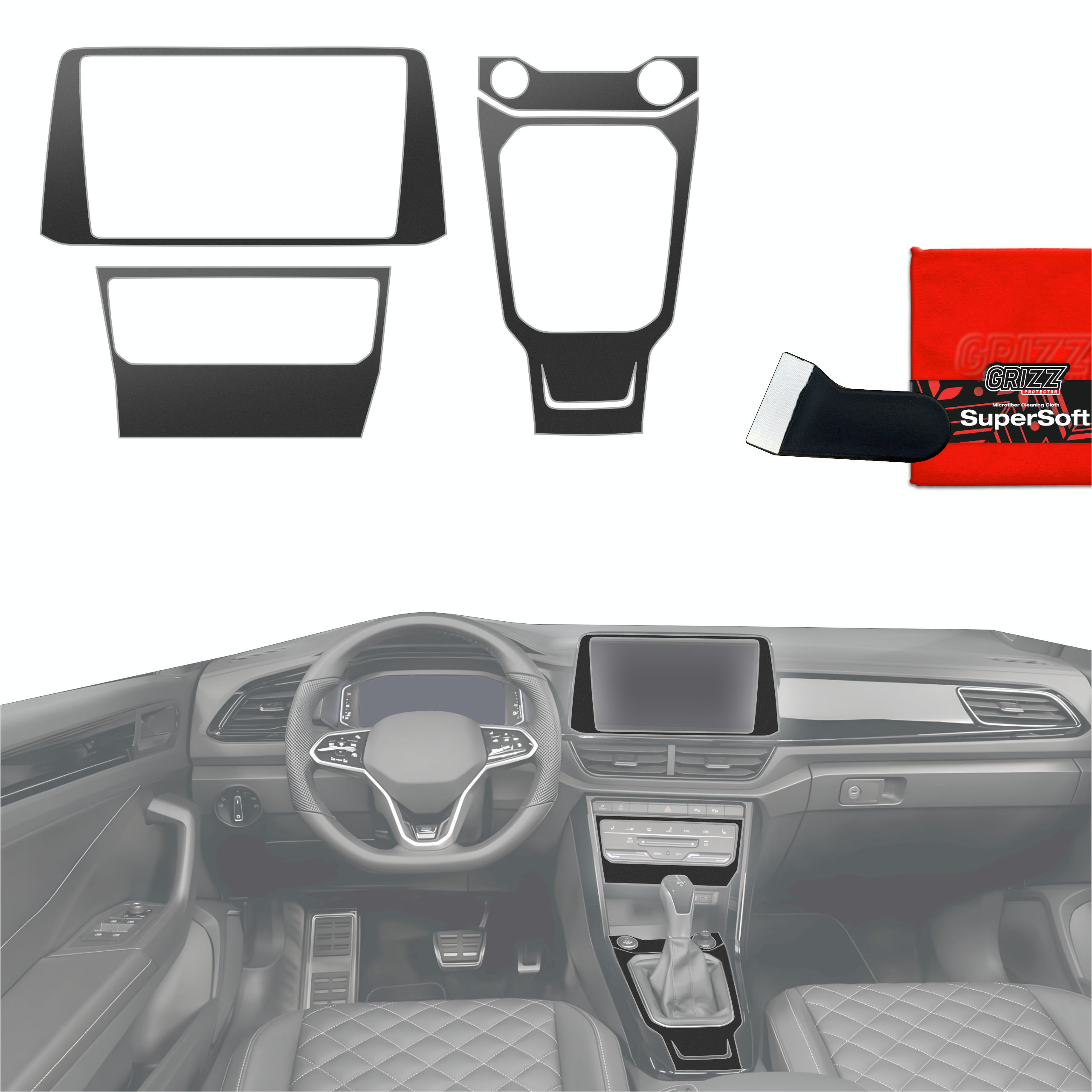 Folia do wnętrza Volkswagen T-Roc R-Line (2025-2026) GRIZZ 4w1 Czarna Antyodciskowa
