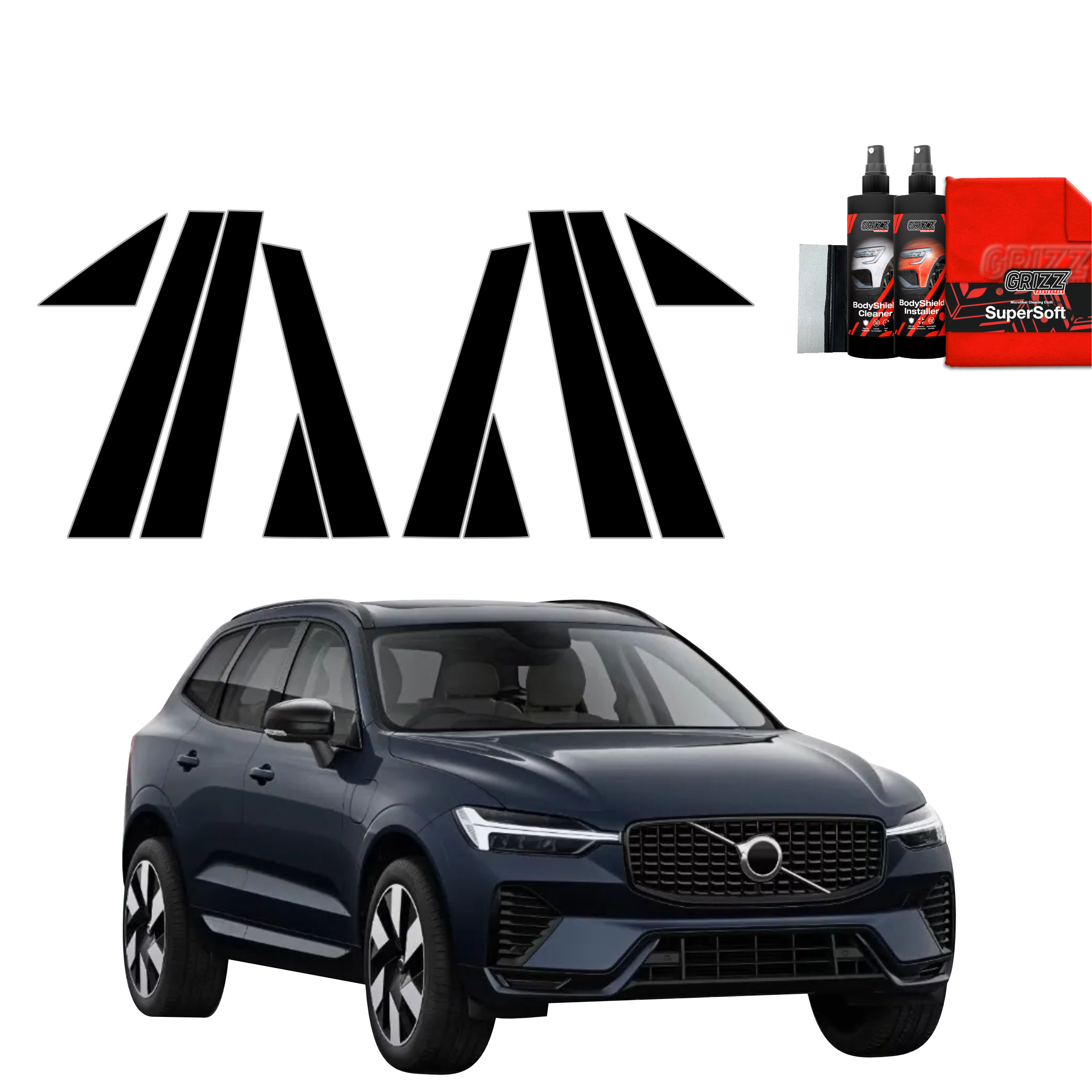 10w1 Czarna folia na słupki do Volvo XC60 2 (2022-2026)