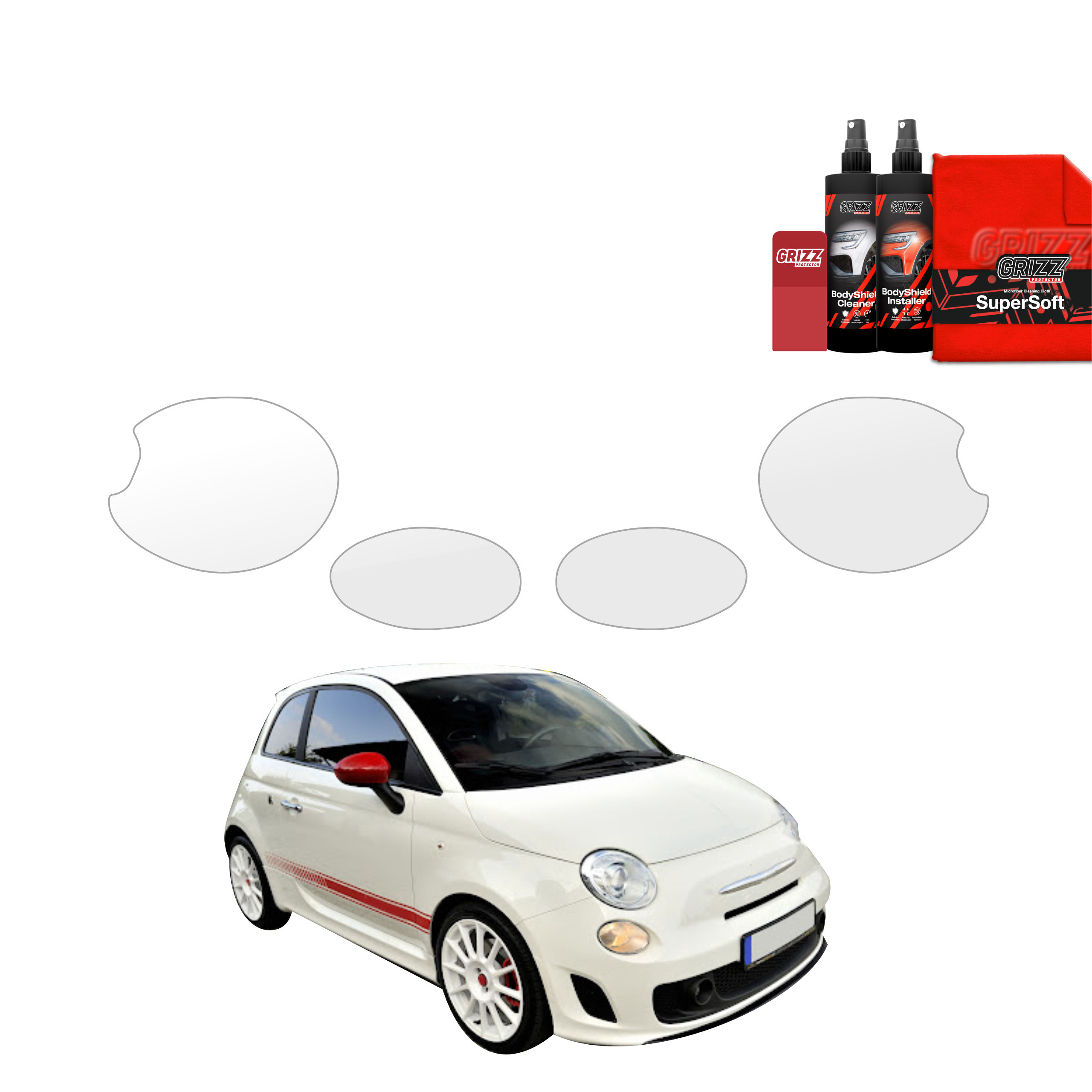 4w1 Folia ochronna na lampy Grizz do Abarth 500 (2016-2023)