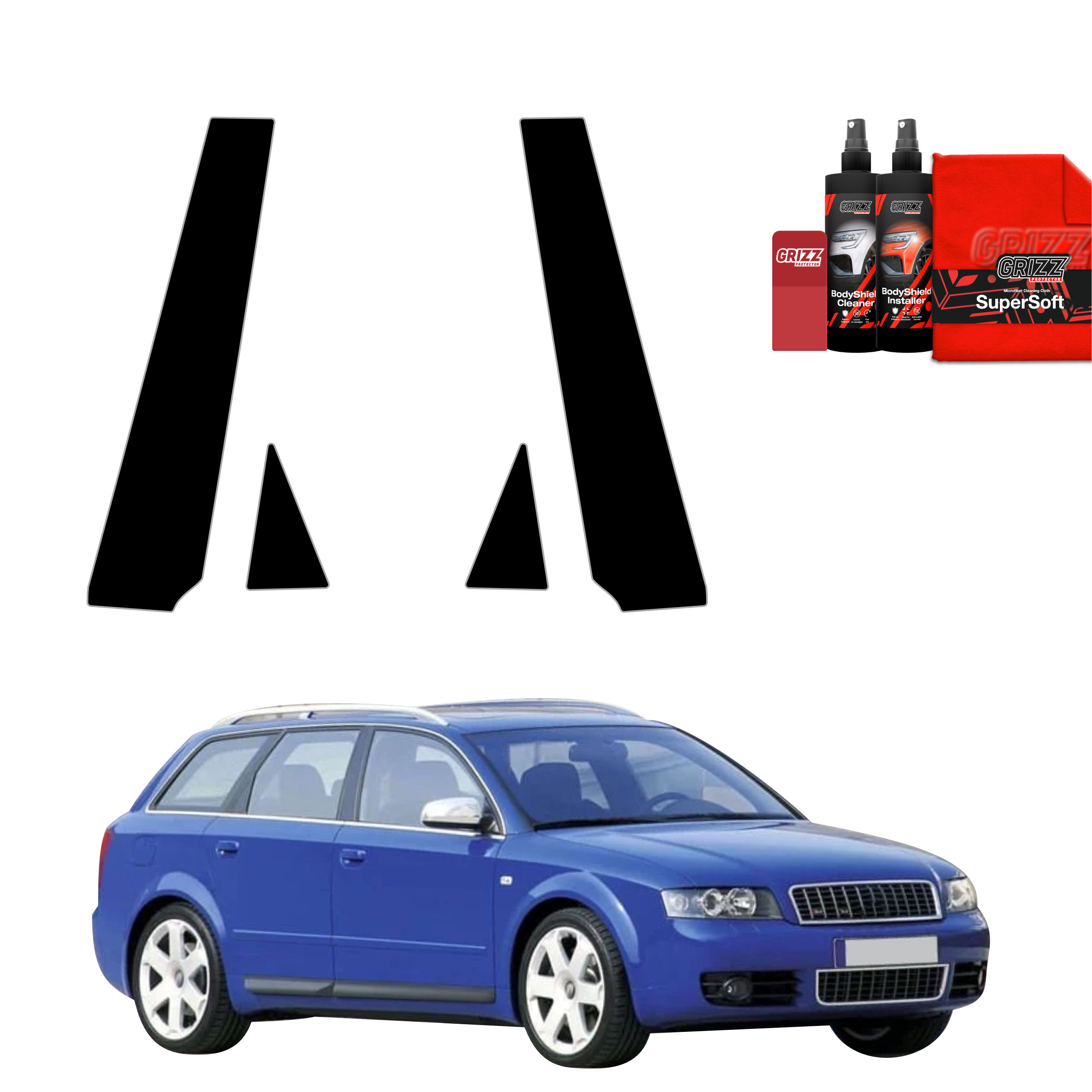 4w1 Czarna folia na słupki do Audi A4 B6 Avant (2000-2006)