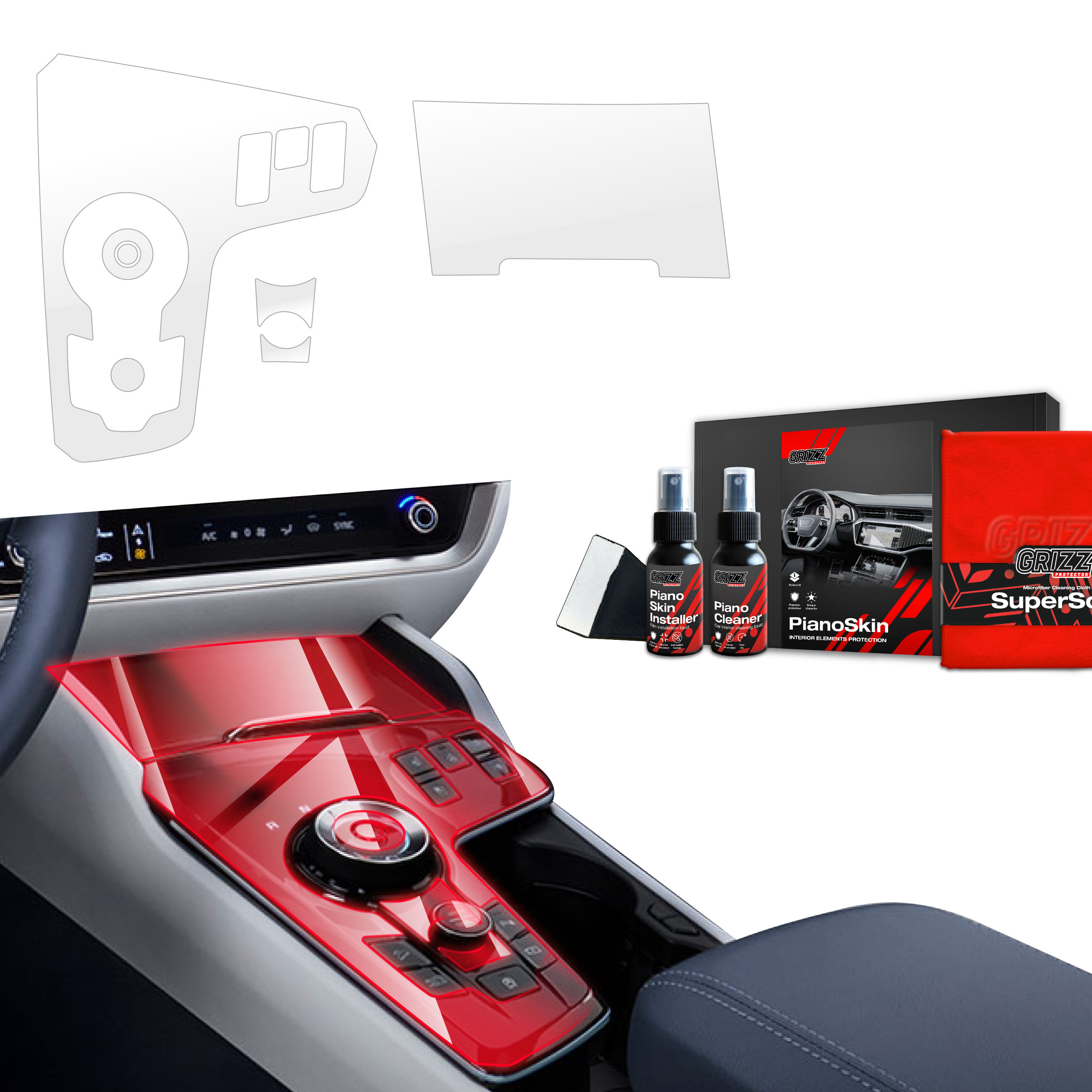 3w1 Grizz folia ochronna do wnętrza Kia Sportage 5 (2021-2024) Bezbarwna PianoSkin