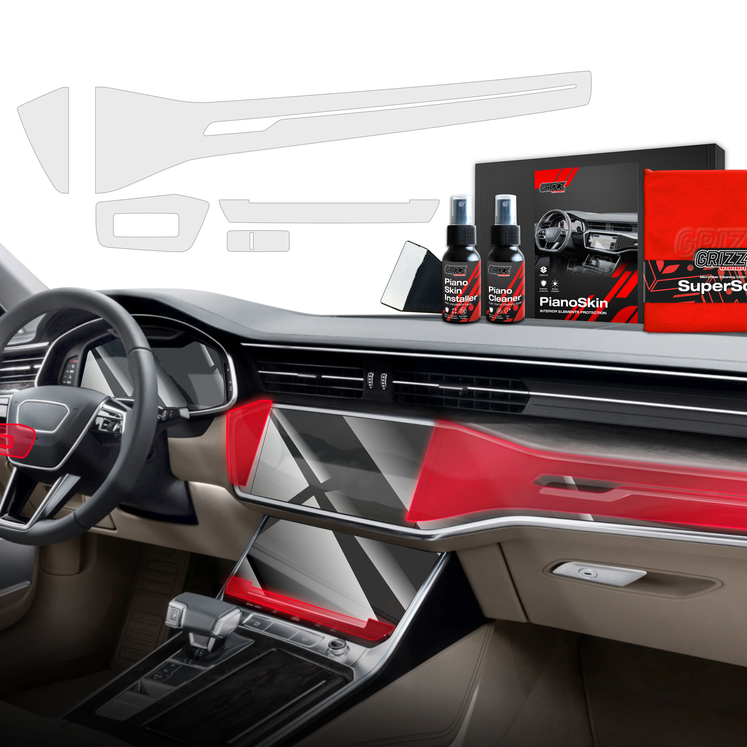 5w1 Grizz folia ochronna do wnętrza Audi RS7 C8 (2018-2025) Antyodciskowa PianoSkin