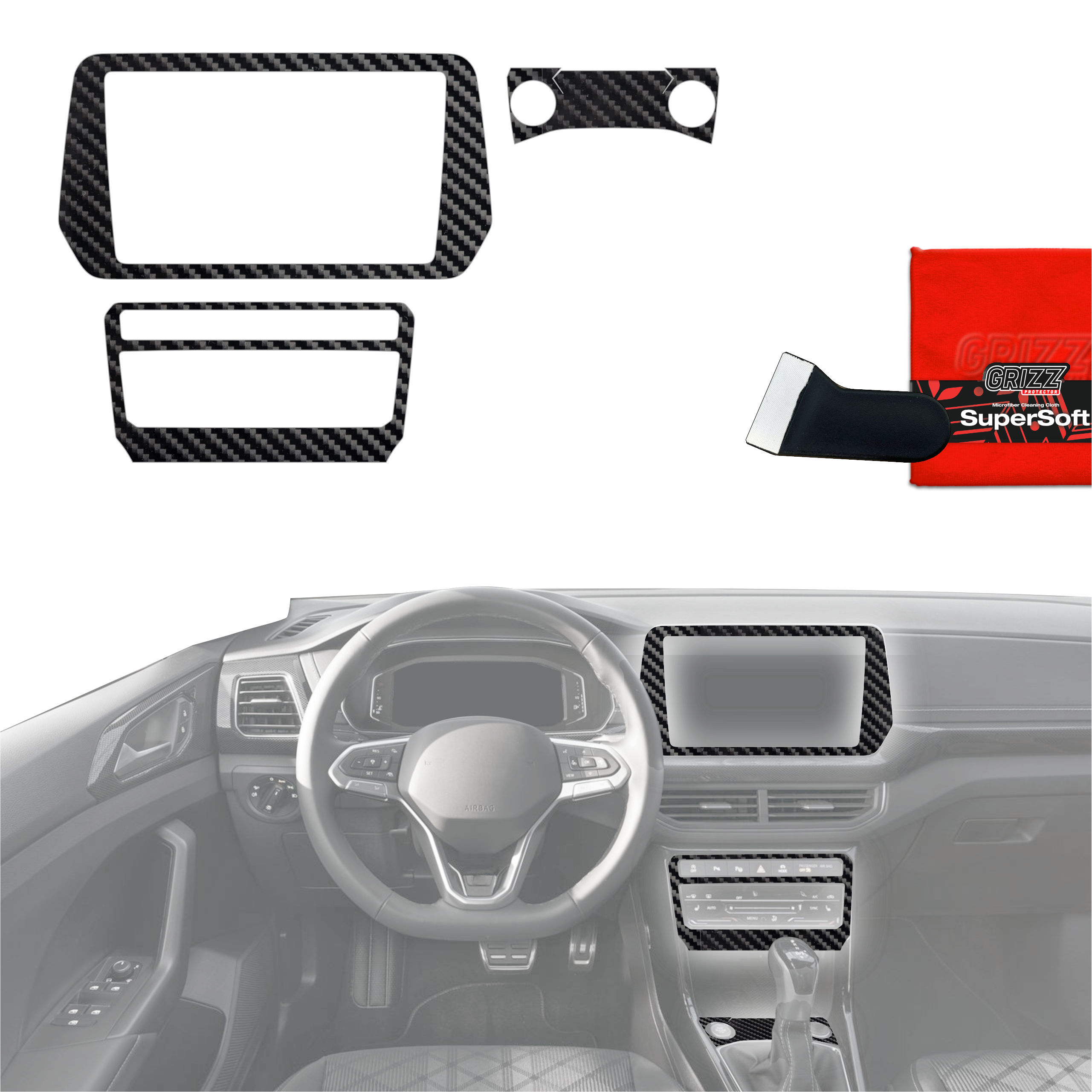 Folia do wnętrza Volkswagen T-Cross (2025-2026) GRIZZ 4w1 Karbonowa Połyskująca