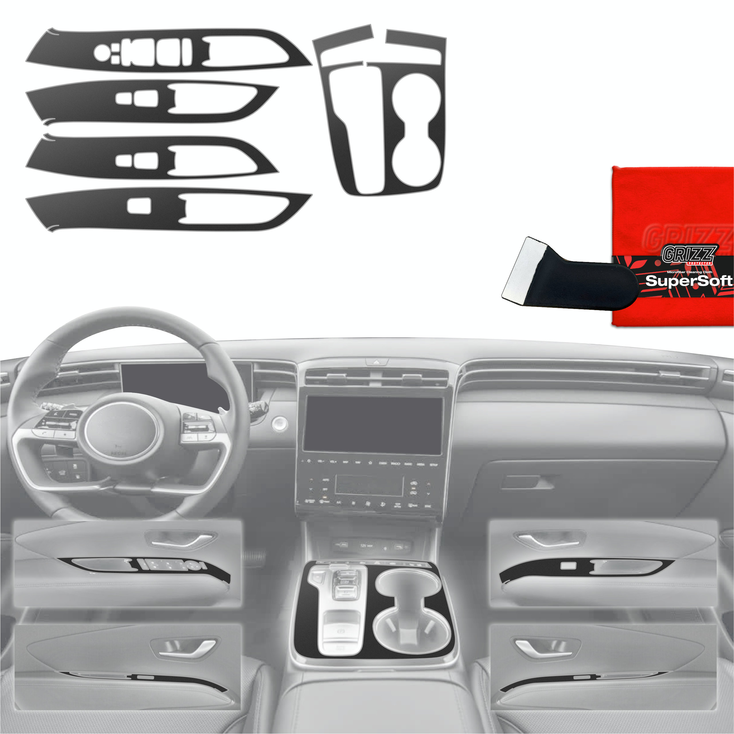 Folia do wnętrza Hyundai Tucson N-Line (2021-2024) GRIZZ 5w1 Czarna Antyodciskowa