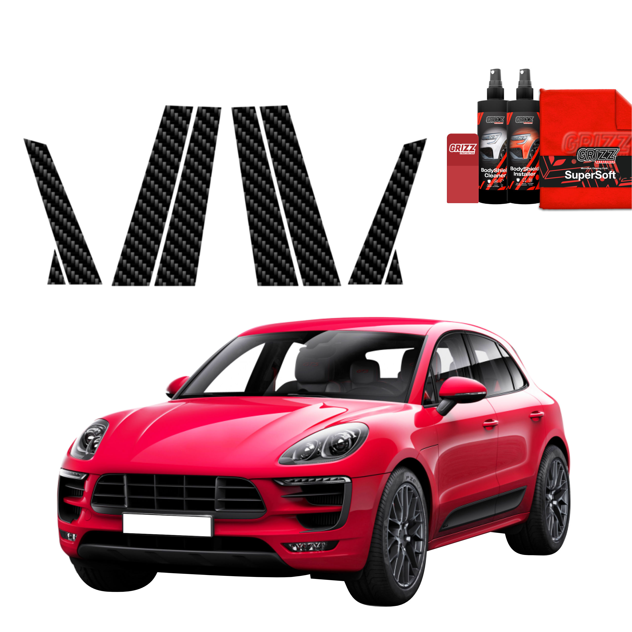 8w1 Folia karbonowa na słupki do Porsche Macan GTS (2021-2024)