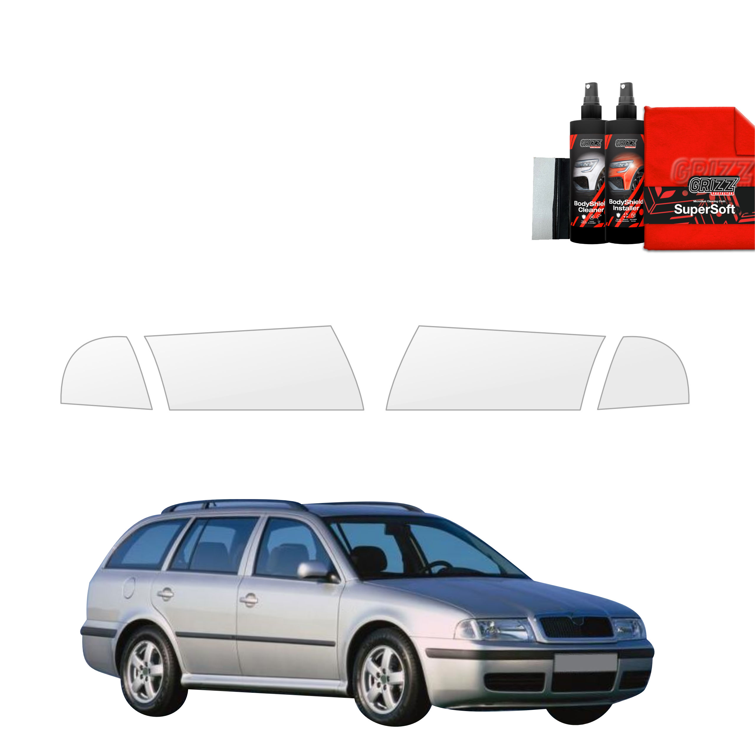 4w1 Folia ochronna na lampy Grizz do Skoda Octavia Kombi (1996-2010)
