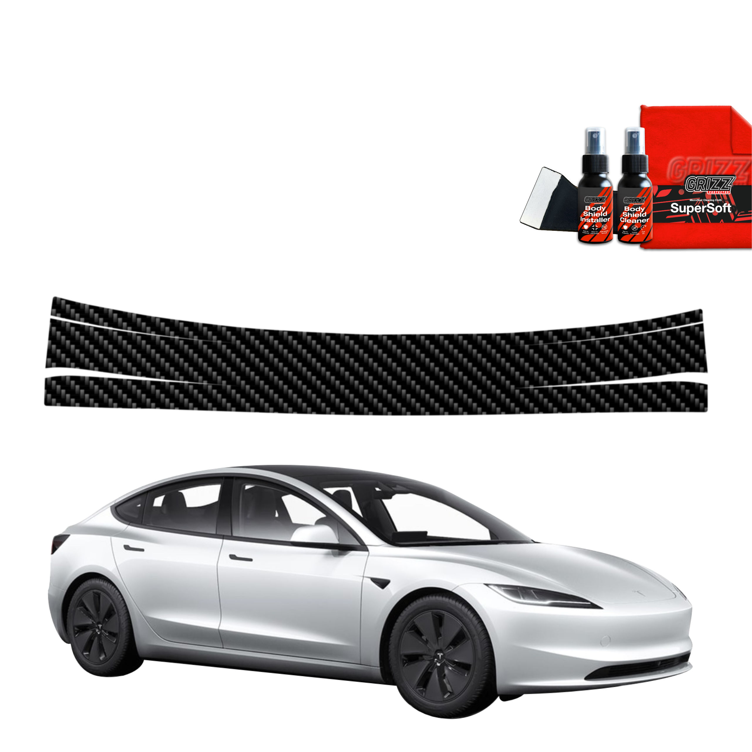 Folia karbonowa na próg bagażnika do Tesla Model 3 (2021-2025)