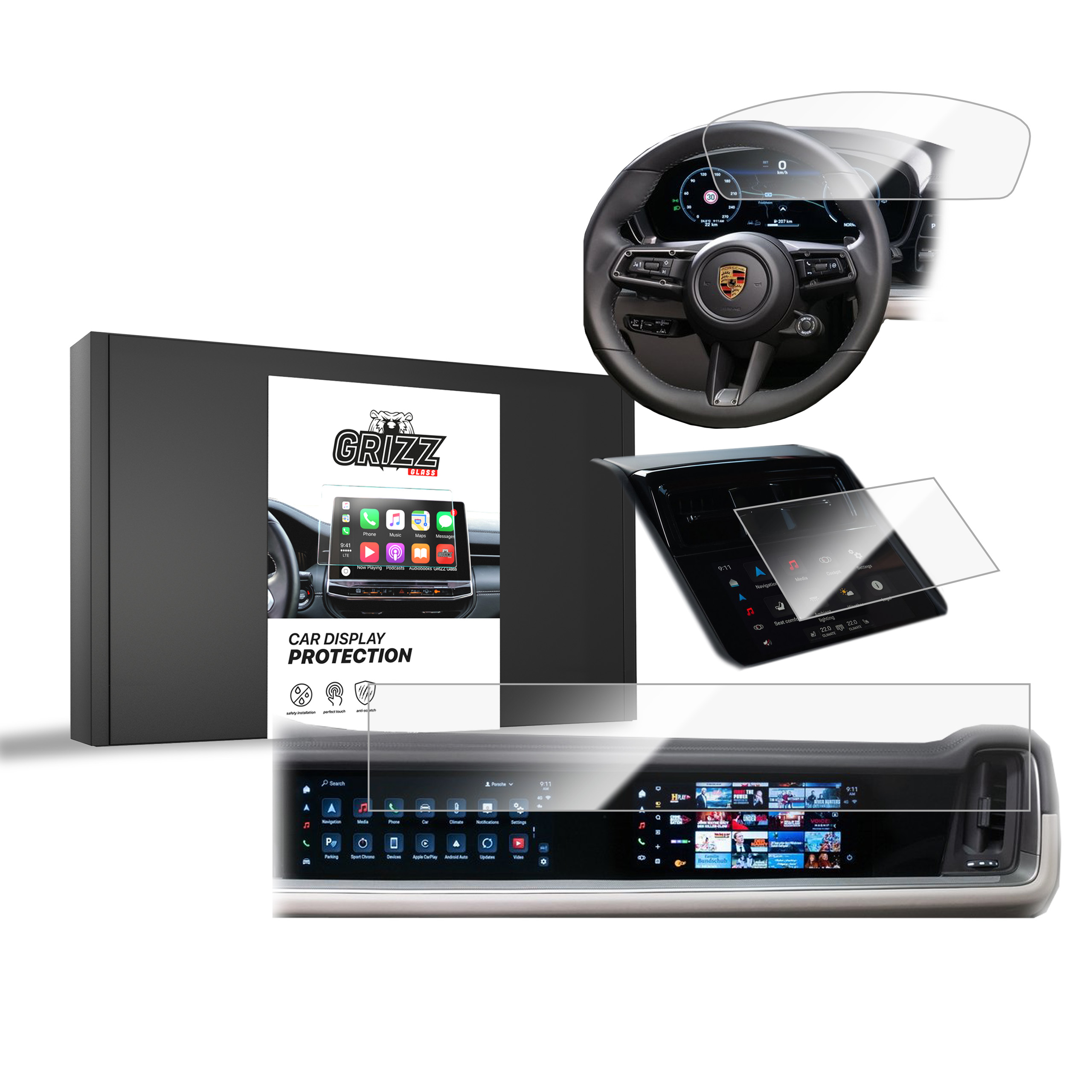 Folia ceramiczna 3w1 Grizz do Porsche Panamera 3 12,3" + 10,9“ (2024-2026)