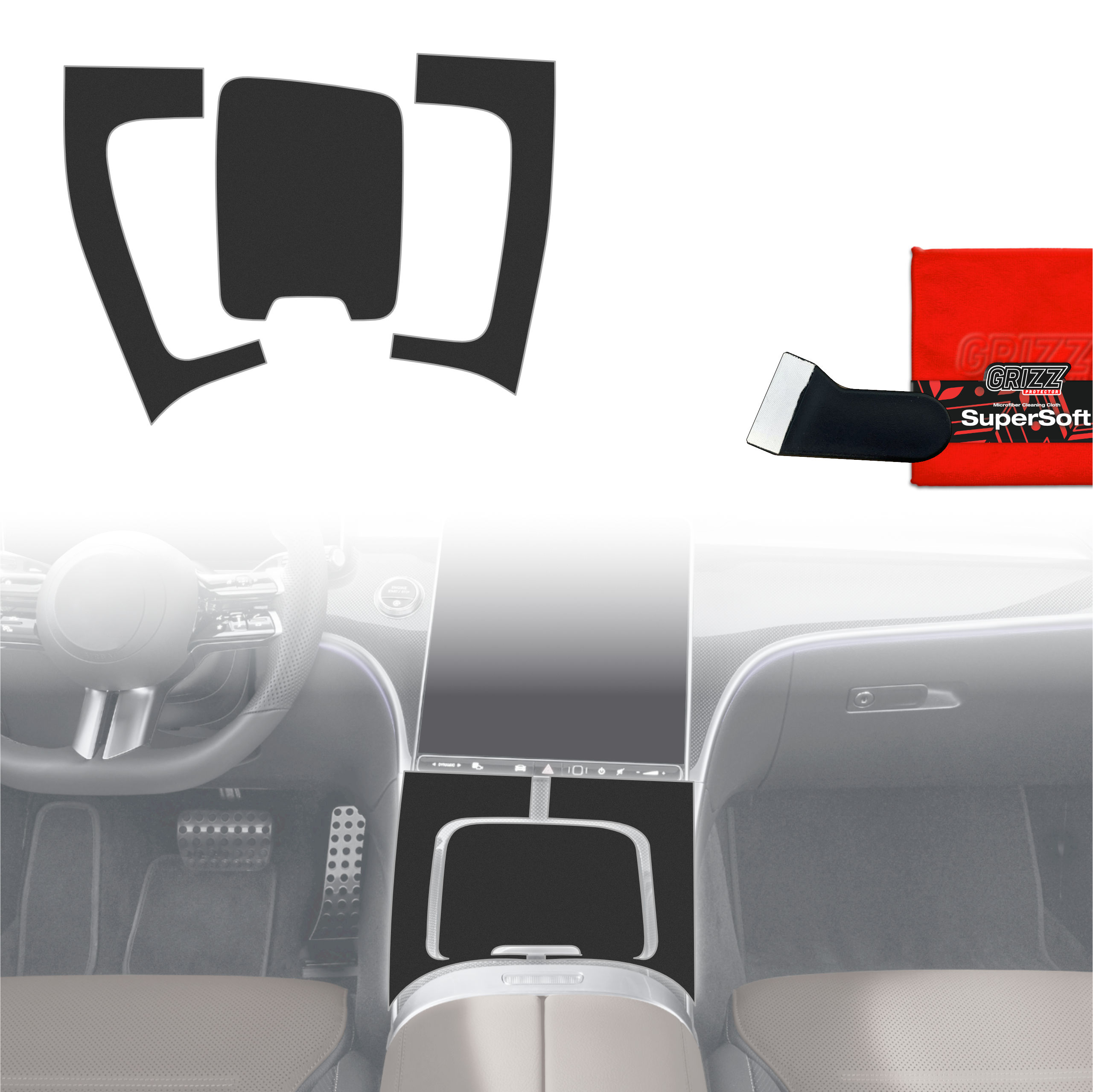 Folia do wnętrza Mercedes C Klasa W206 (2021-2026) GRIZZ 3w1 Czarna Antyodciskowa
