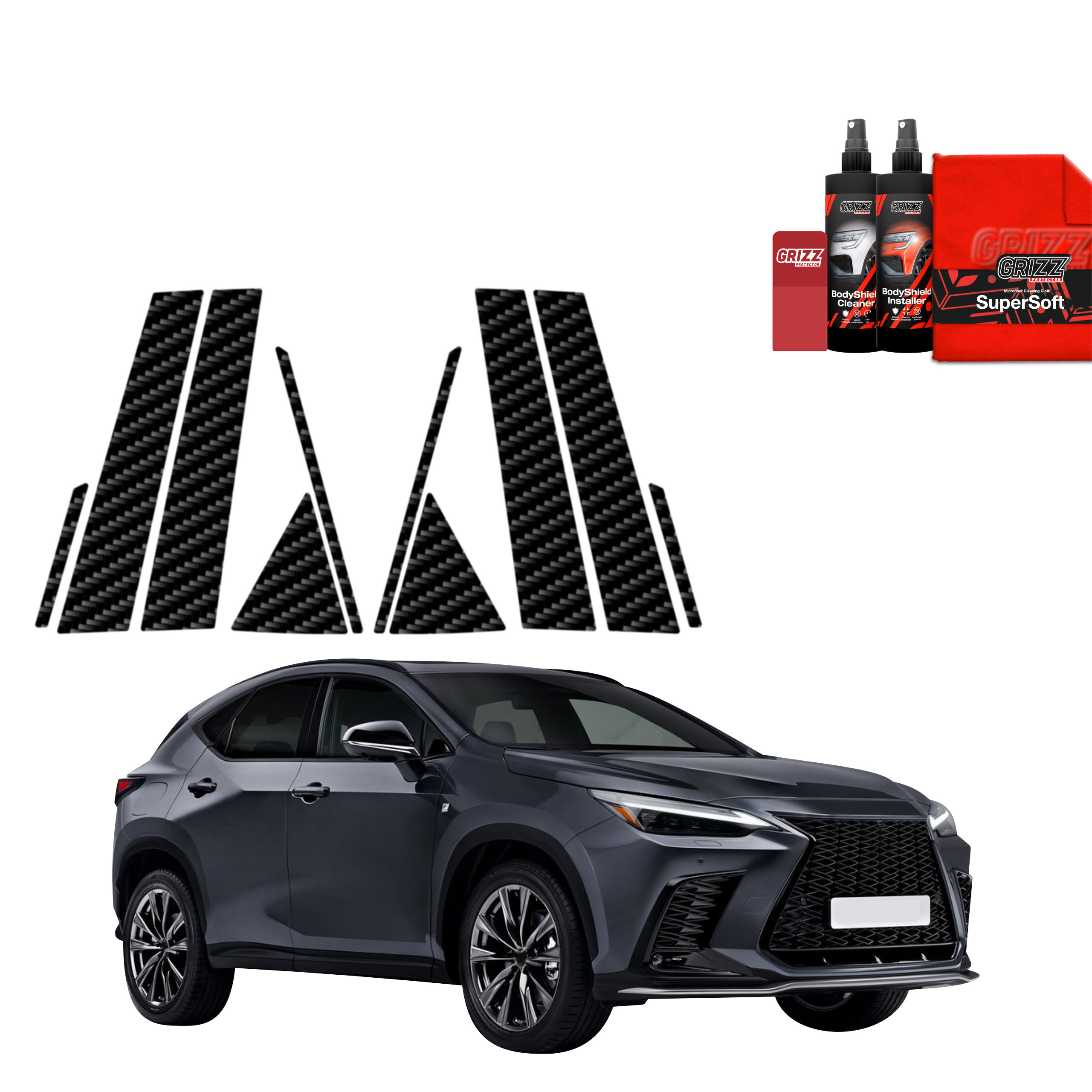 10w1 Folia karbonowa na słupki do Lexus NX 350h (2021-2023)