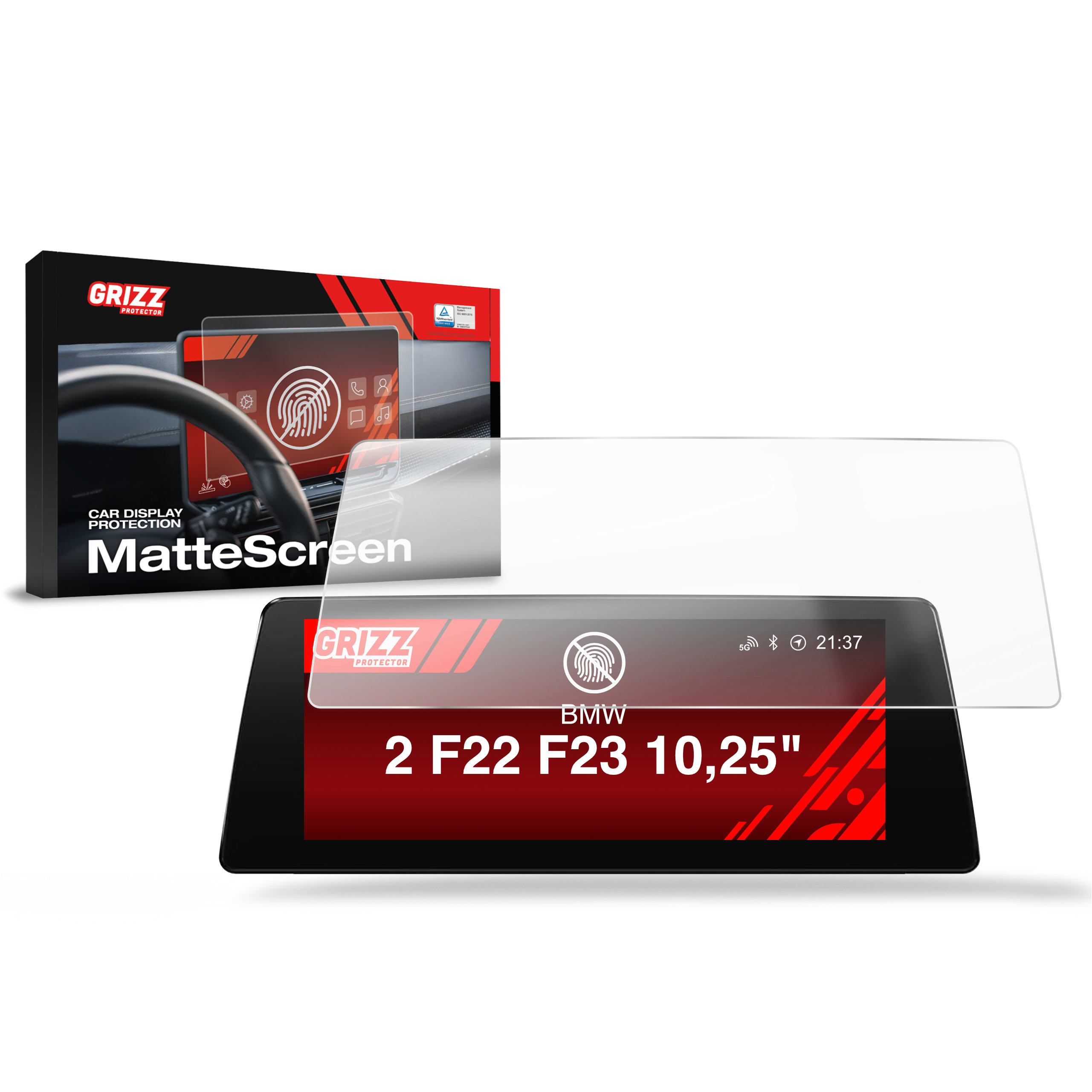 f2c4c2b6e617d0a6891be06f6a0b32c2.jpg Folia antyodciskowa Grizz do BMW 2 F22 F23 Android Radio 10,25" (2013-2021) - obrazek 1