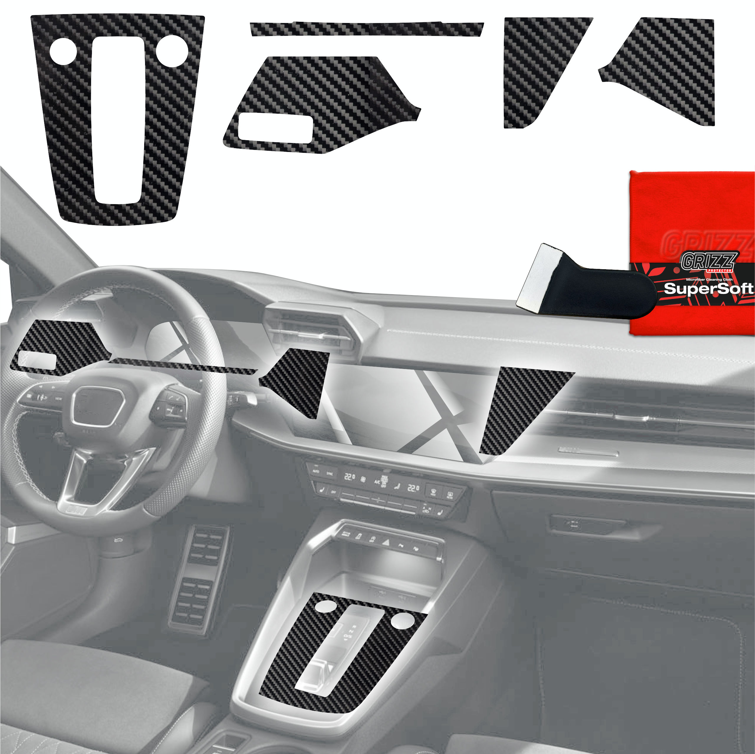Folia do wnętrza Audi RS3 8Y (2020-2024) GRIZZ 5w1 Karbonowa Połyskująca